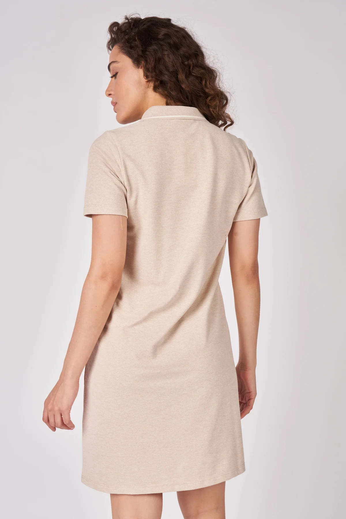 Kadın Polo Yakalı Kısa Kollu Regular Fit Basic Elbise Bej Melanj Fiyatı, Yorumları ve Özellikleri