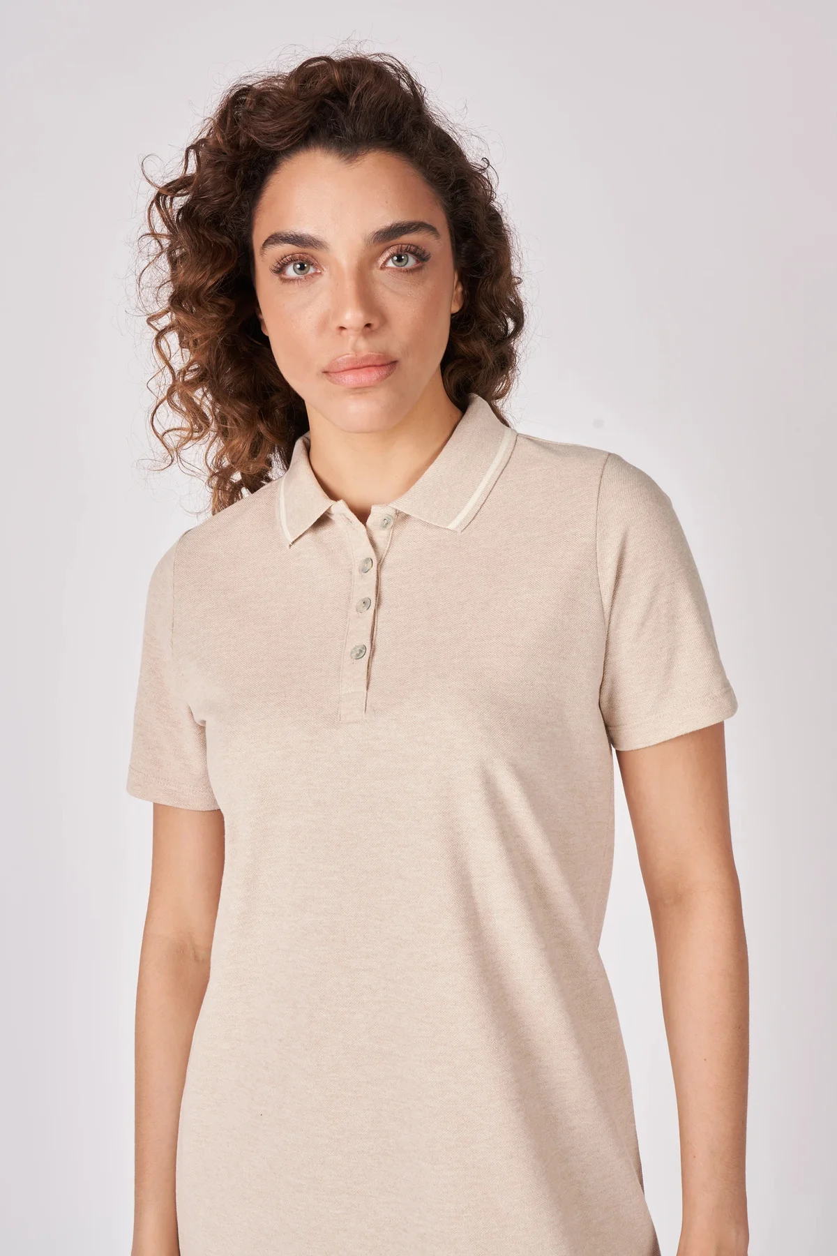 Kadın Polo Yakalı Kısa Kollu Regular Fit Basic Elbise Bej Melanj Fiyatı, Yorumları ve Özellikleri