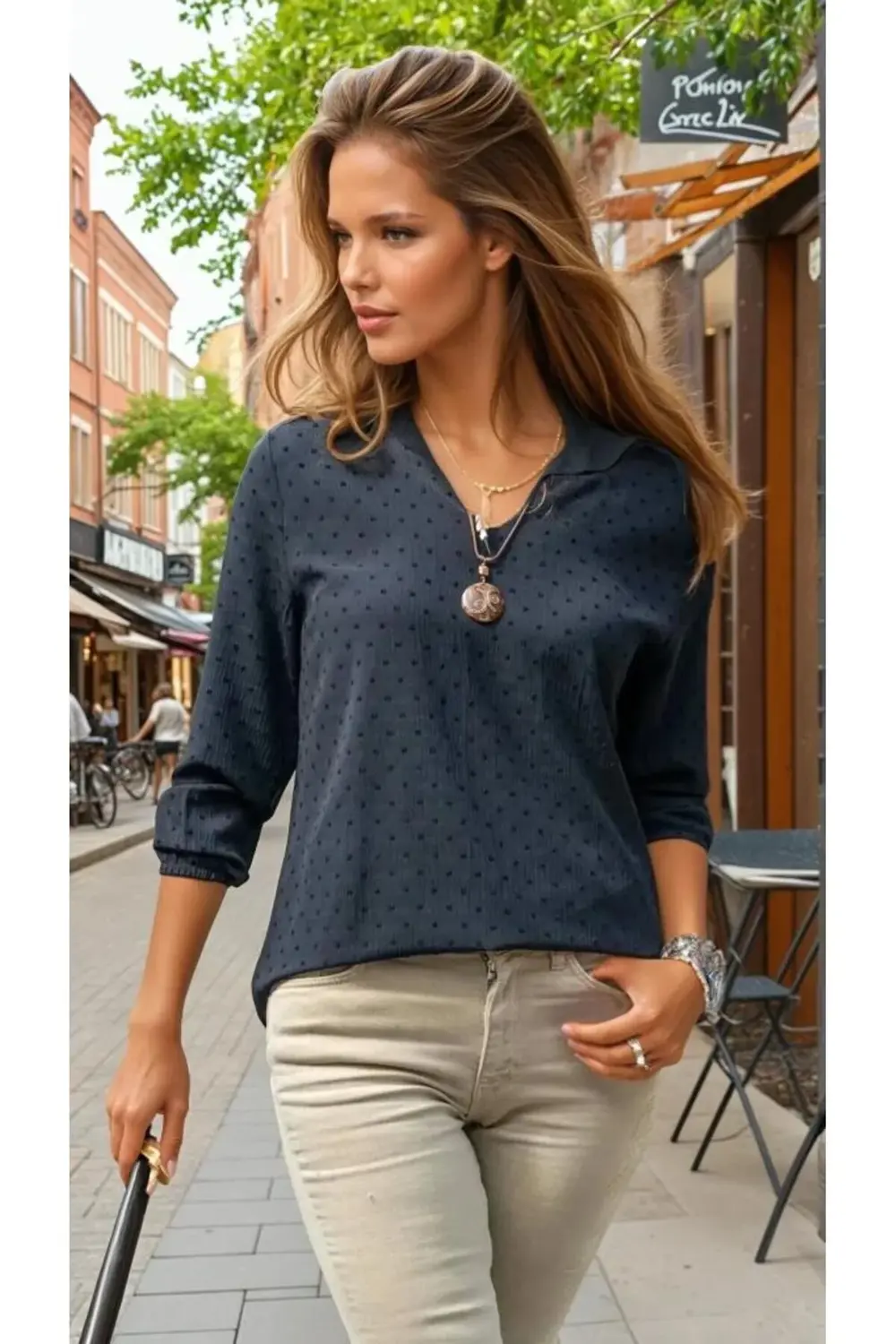 Kadın Ponpon Dokulu Kaliteli Oval Kesim Uzun Kollu Tunik Aerobin