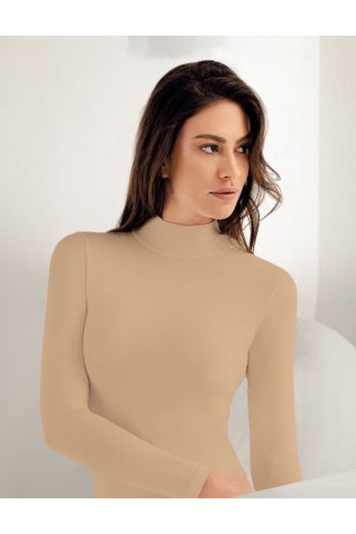 Şahinler Kadın Ren Renk Likralı Uzun Kollu Balıkçı Yaka Badi Yeni