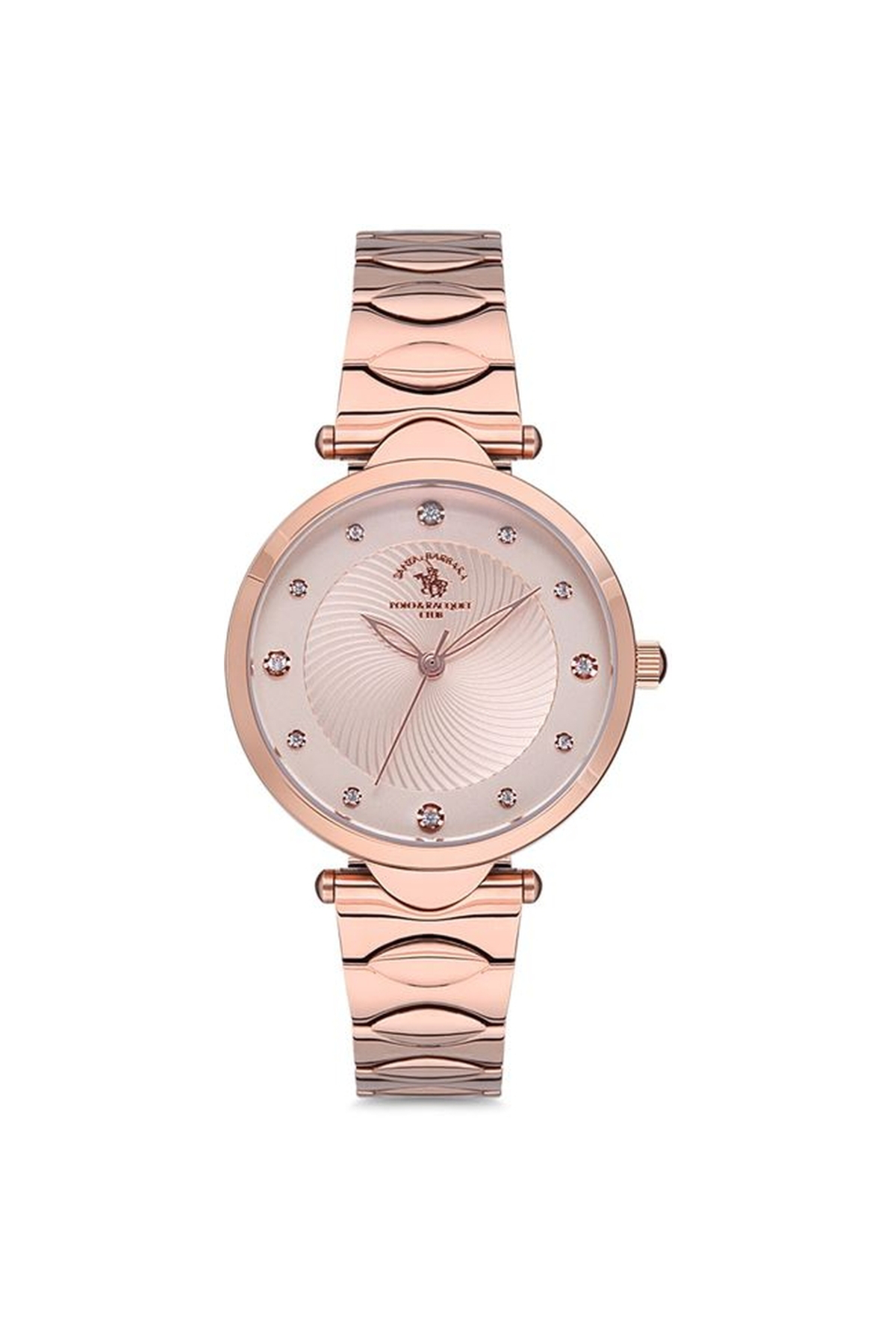 Kadın Rose Gold-beyaz Çelik Kasa Yuvarlak Kadran Metal Kordonlu K