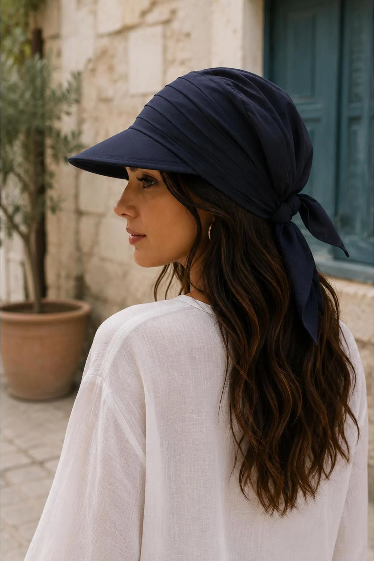 Kadın Safari Bağlamalı Siperli Bandana Şapka, Yazlık Güneşlik Şap