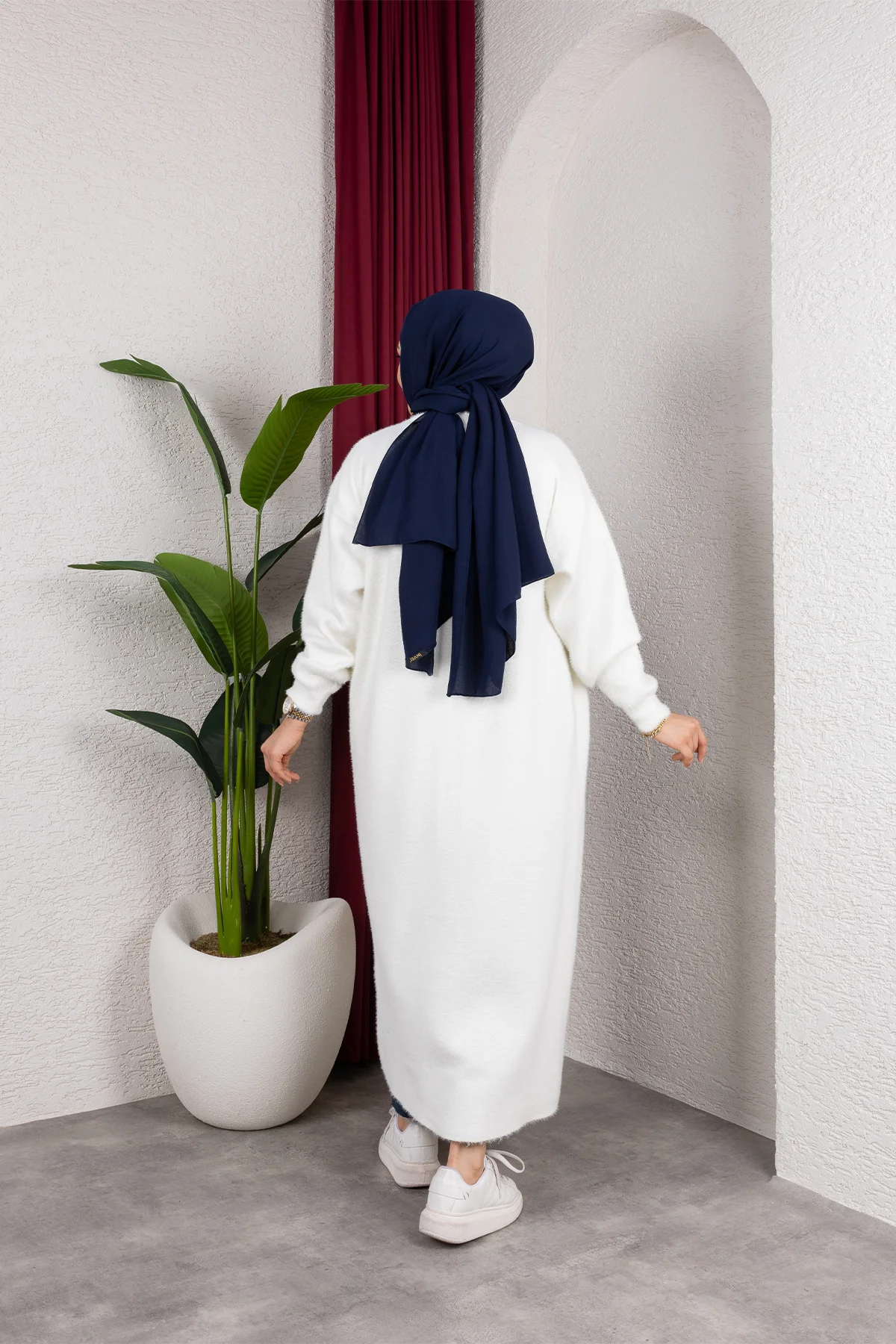 Kadın Şal Yaka Oversize Triko Ve Sakallı Tüylü Hırka