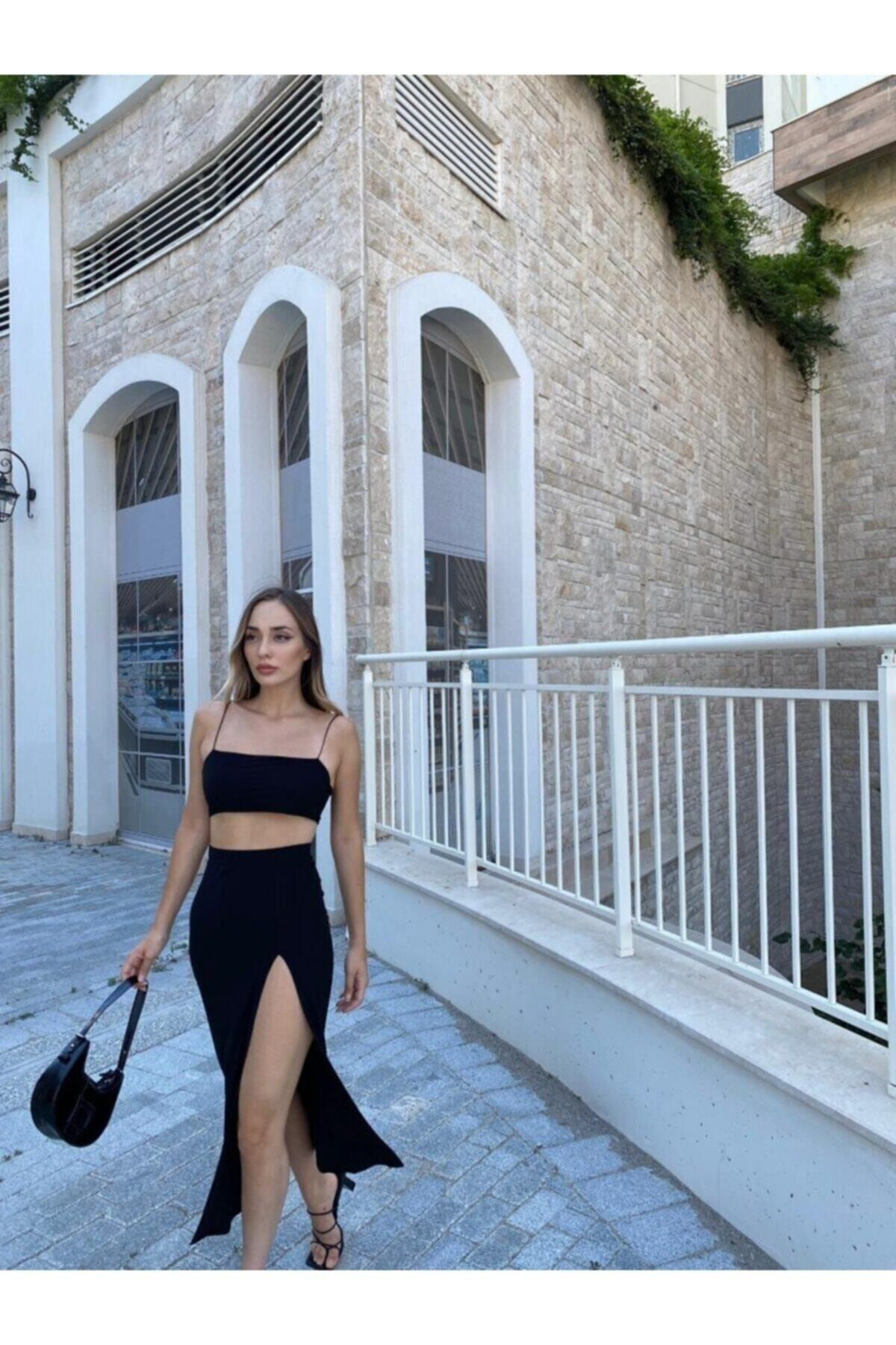 Kadın Sandy Kumaş Siyah Takım