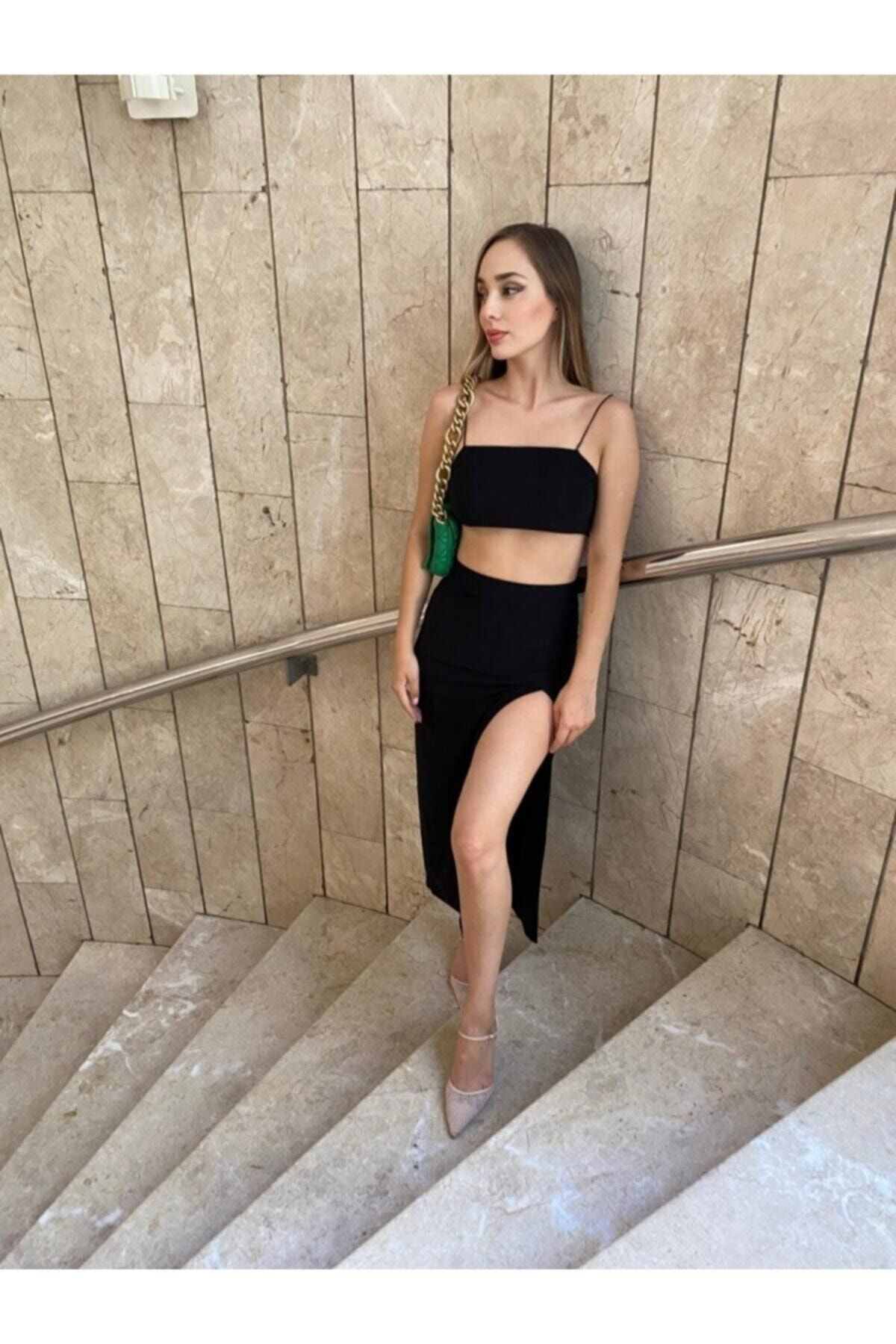 Kadın Sandy Kumaş Siyah Takım