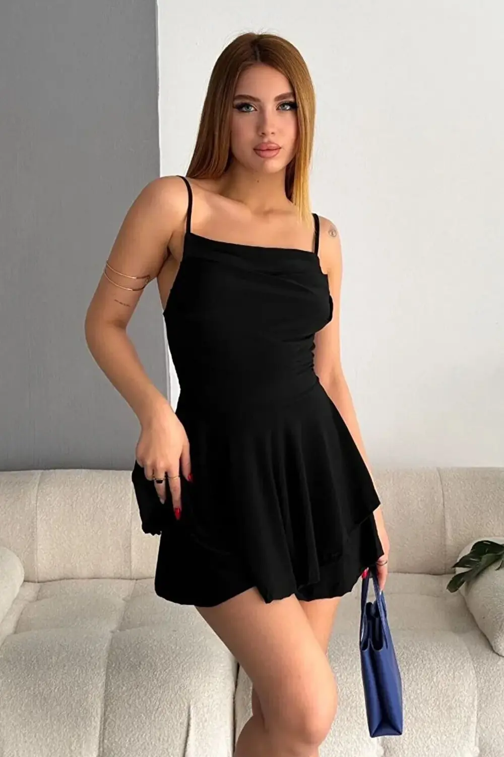 Fiolin Kadın Sandy Şortlu Ayar Askılı Elbise