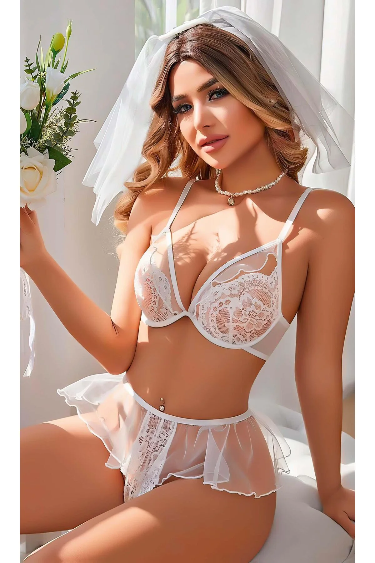 Kadın Seksi Beyaz Dantel Fantezi Kostümü 2123 Fiyatı, Yorumları ve Özellikleri