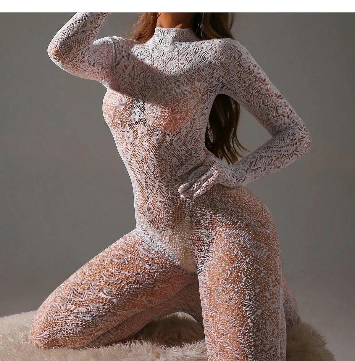 Kadın Seksi Leopar Desenli Transparan File Tulum Uzun Kollu Eldivenli Büyük Beden Vücut Çorabı Fiyatı, Yorumları ve Özellikleri