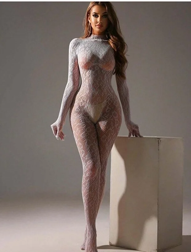 Kadın Seksi Leopar Desenli Transparan File Tulum Uzun Kollu Eldivenli Büyük Beden Vücut Çorabı Fiyatı, Yorumları ve Özellikleri