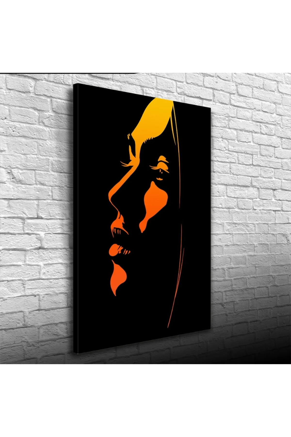 Kadın Silueti, Siyah Turuncu Tonlarda, Kanvas Tablo 50 x 70