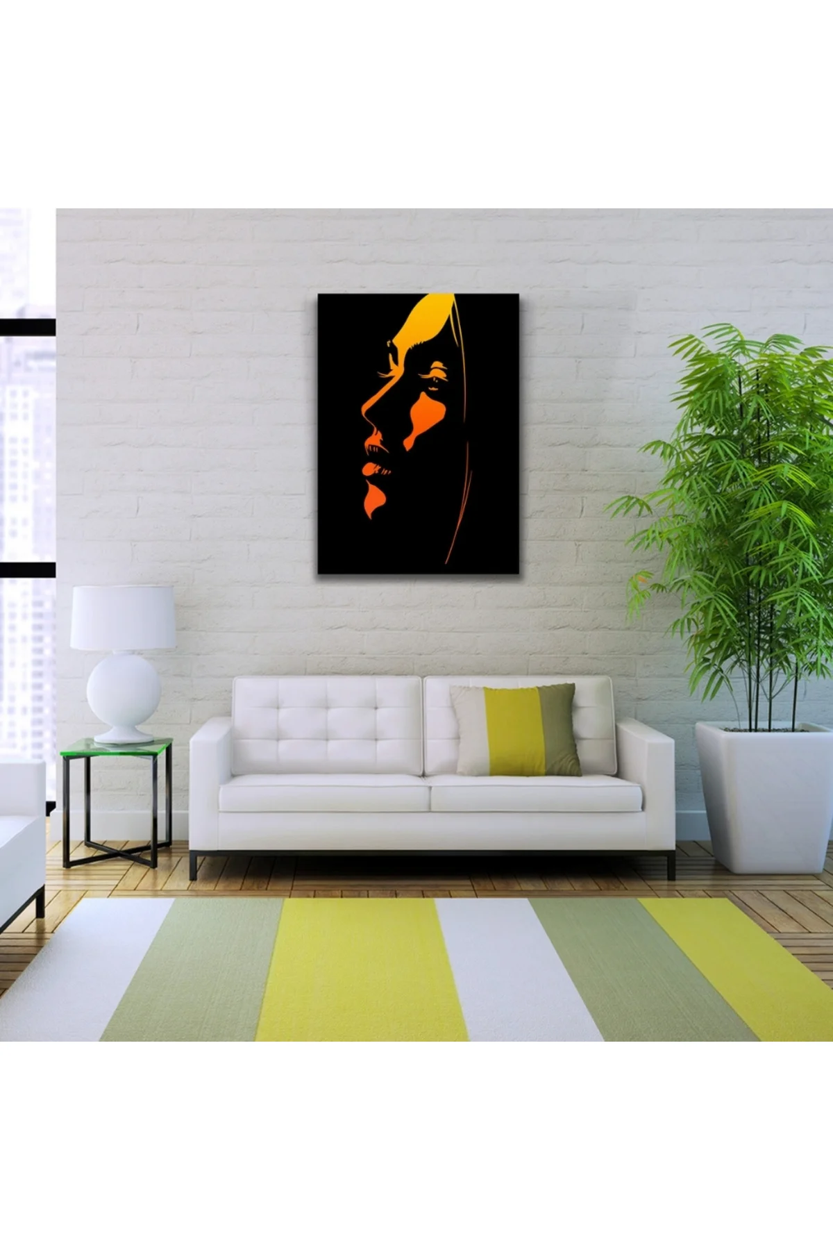 Kadın Silueti, Siyah Turuncu Tonlarda, Kanvas Tablo 50 x 70