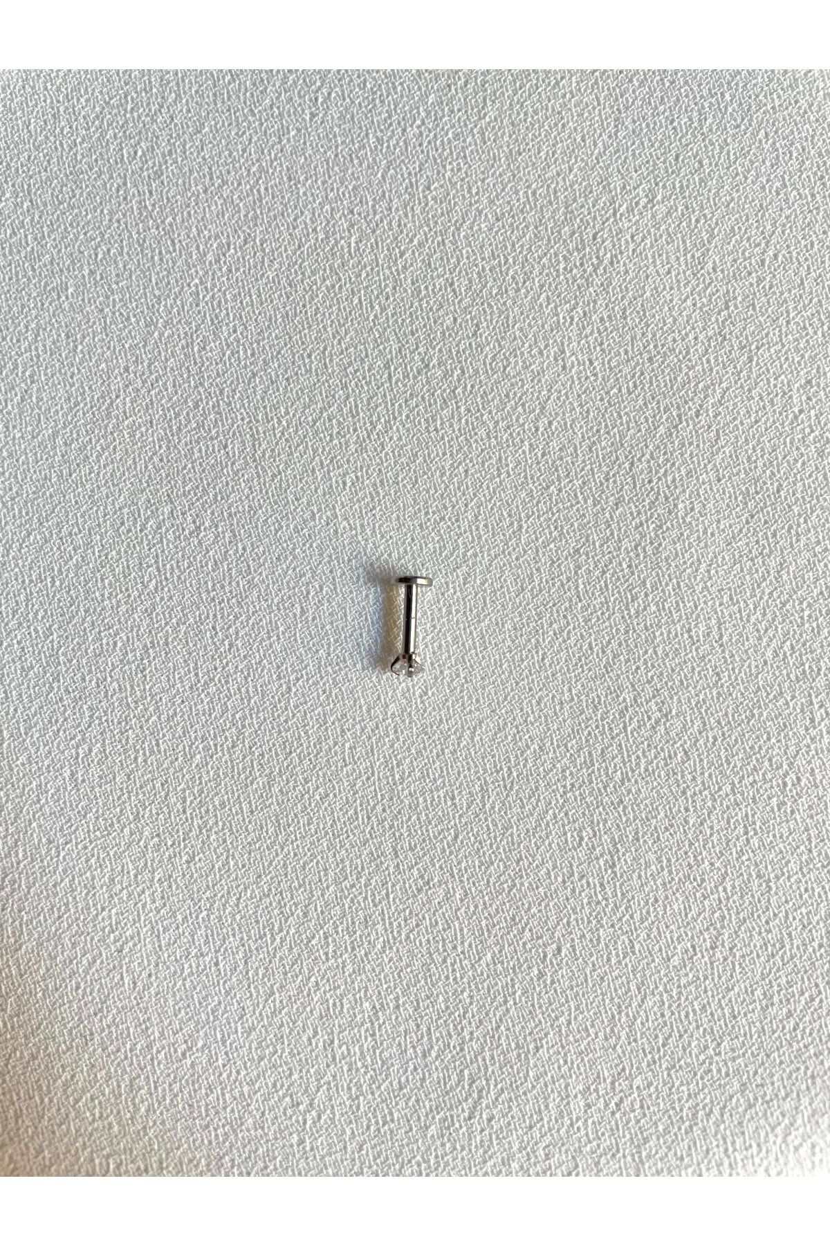 Kadın Silver Rengi Cerrahi Çelik Kalp Tragus Kıkırdak Piercing 6mm