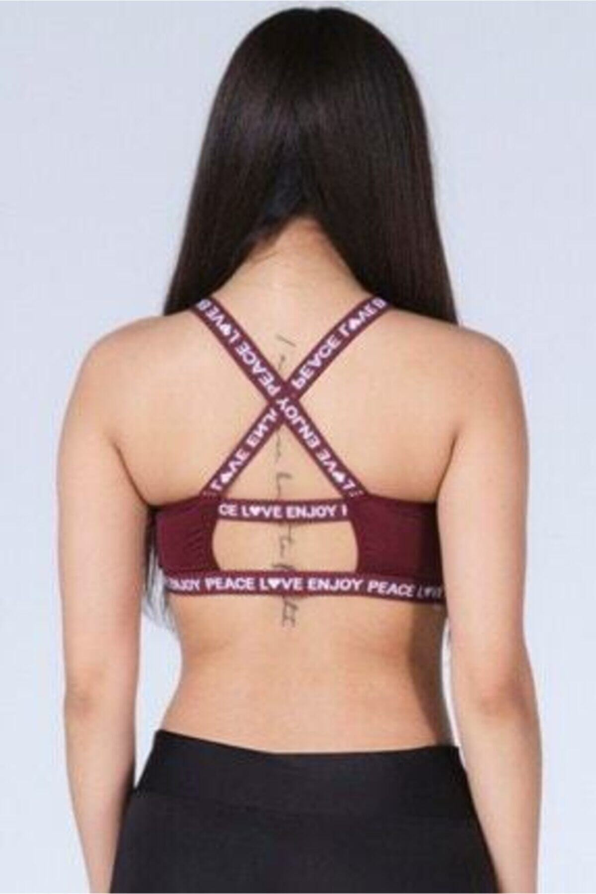 Koza Kadın Sırt Dekolte Çapraz Spor Büstiyer Bordo Yeni Sezon (1 Adet