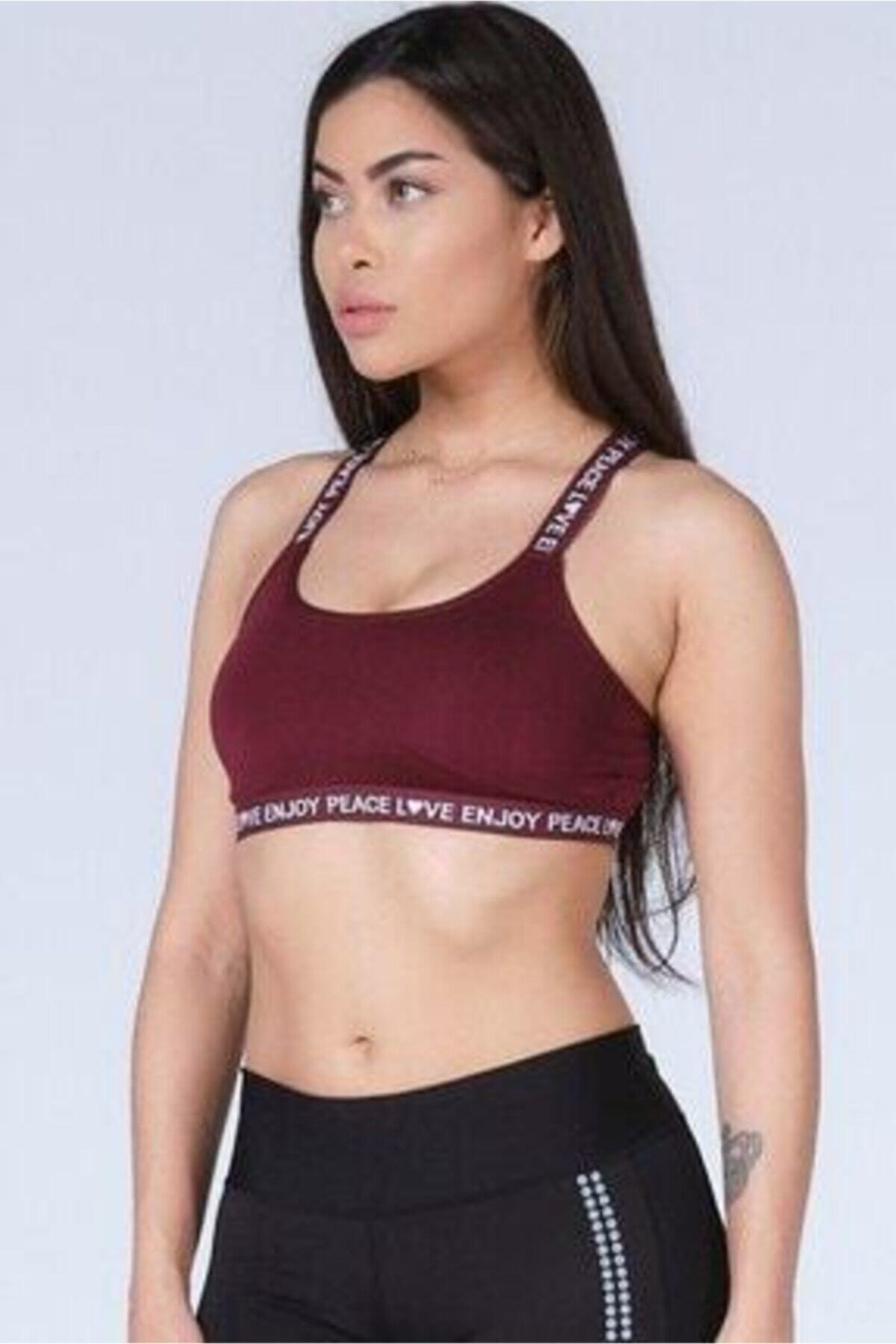 Koza Kadın Sırt Dekolte Çapraz Spor Büstiyer Bordo Yeni Sezon (1 Adet