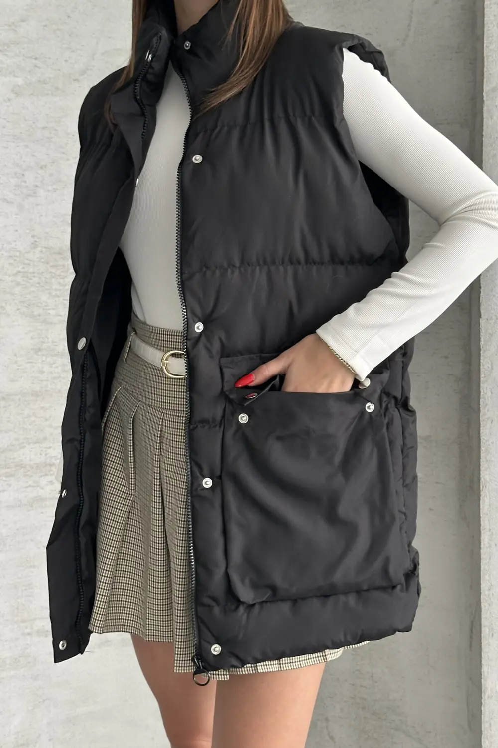 Moda Armanc Kadın Şişme Yelek - Cepli Fermuarlı Günlük Şişme Yelek