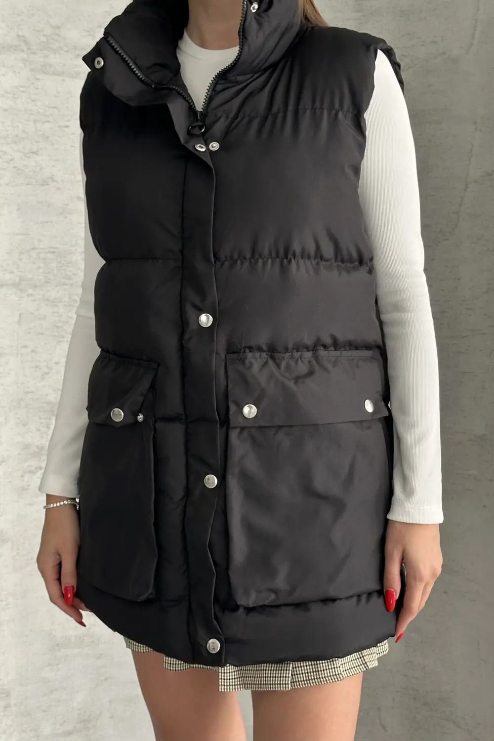 Moda Armanc Kadın Şişme Yelek - Cepli Fermuarlı Günlük Şişme Yelek