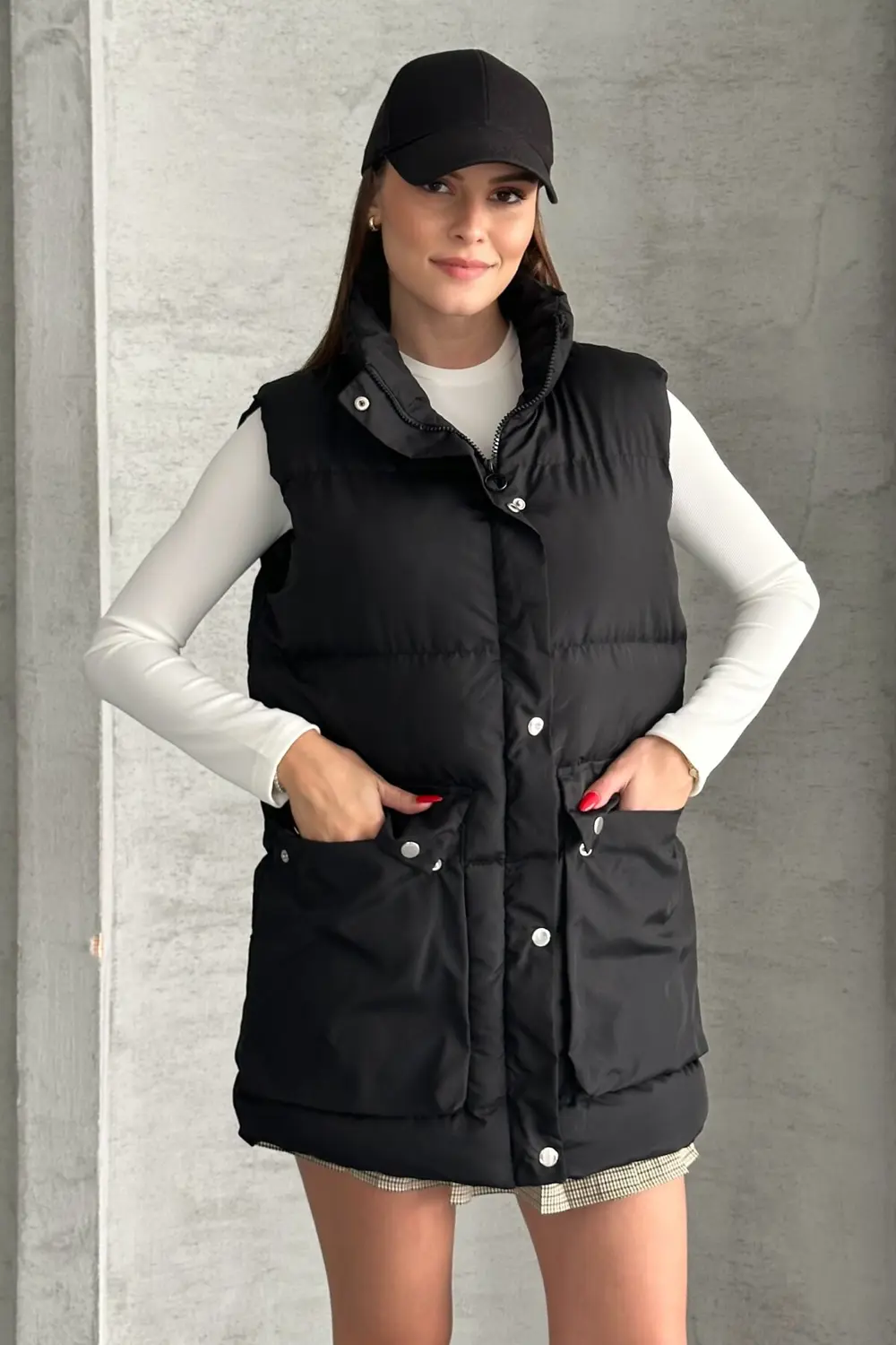 Moda Armanc Kadın Şişme Yelek - Cepli Fermuarlı Günlük Şişme Yelek