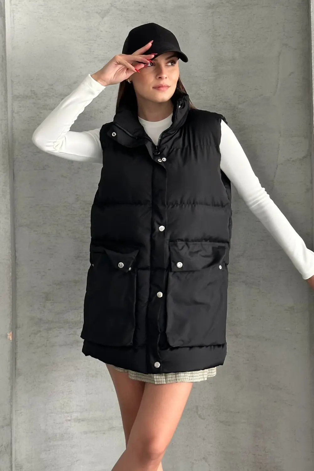 Moda Armanc Kadın Şişme Yelek - Cepli Fermuarlı Günlük Şişme Yelek