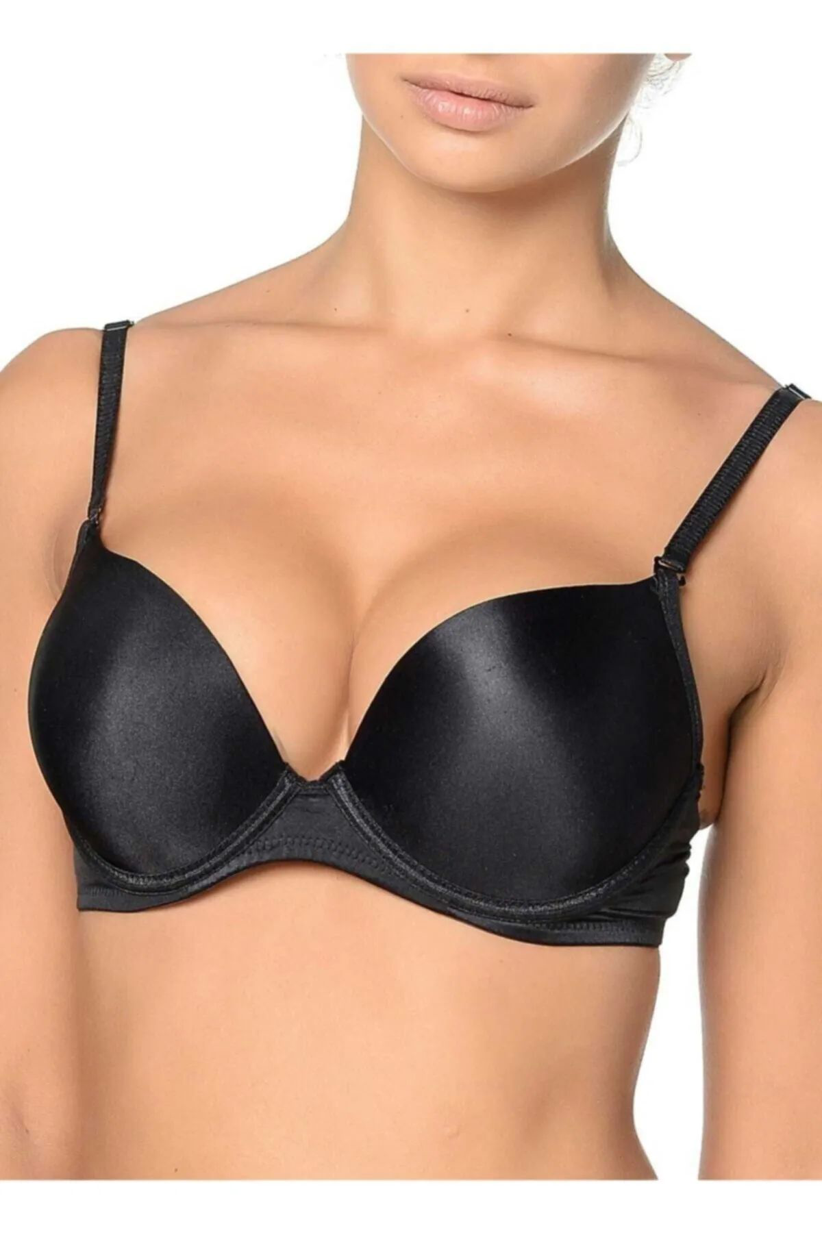Kadın Siyah 2 Beden Büyüten Full Push-up Dolgulu Sihirli Destekli