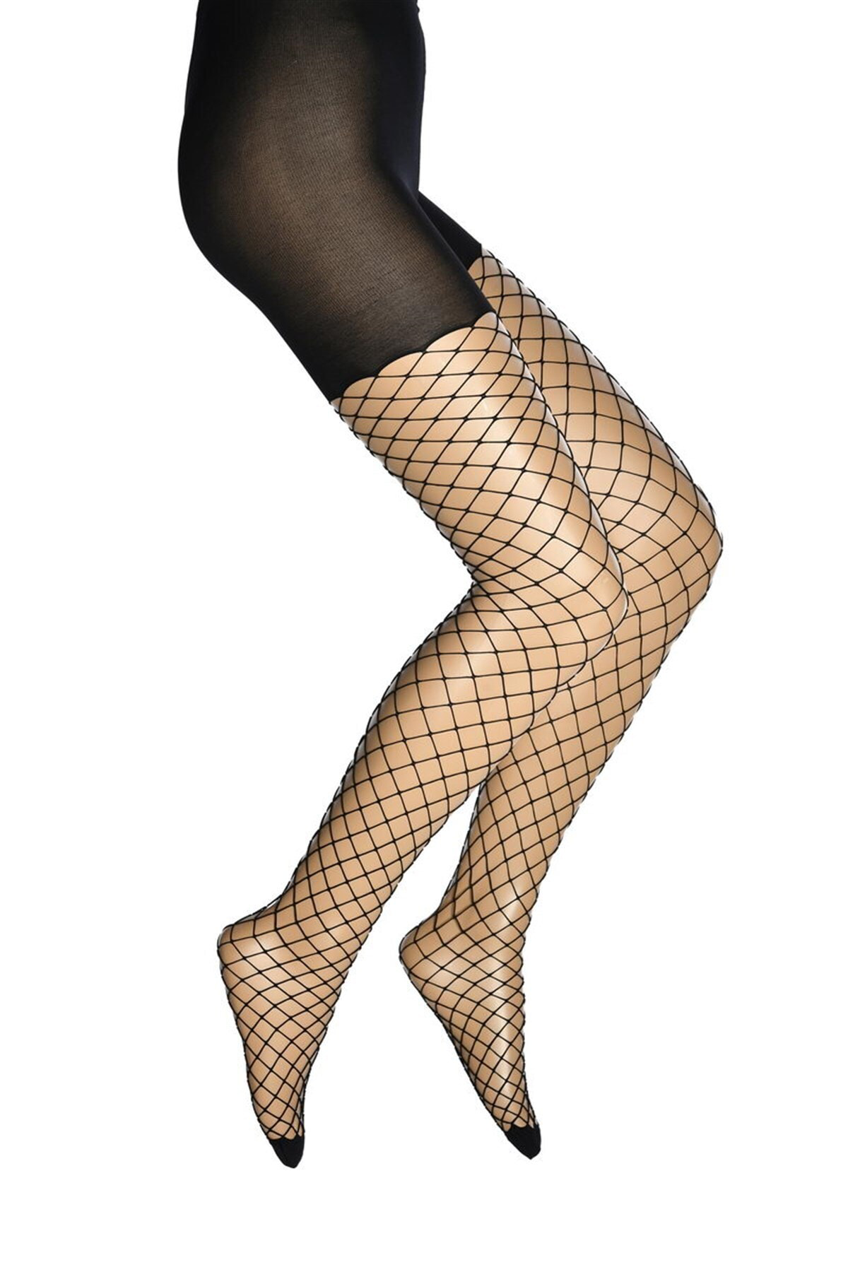 Kadın Siyah Ağ File Külotlu Çorap