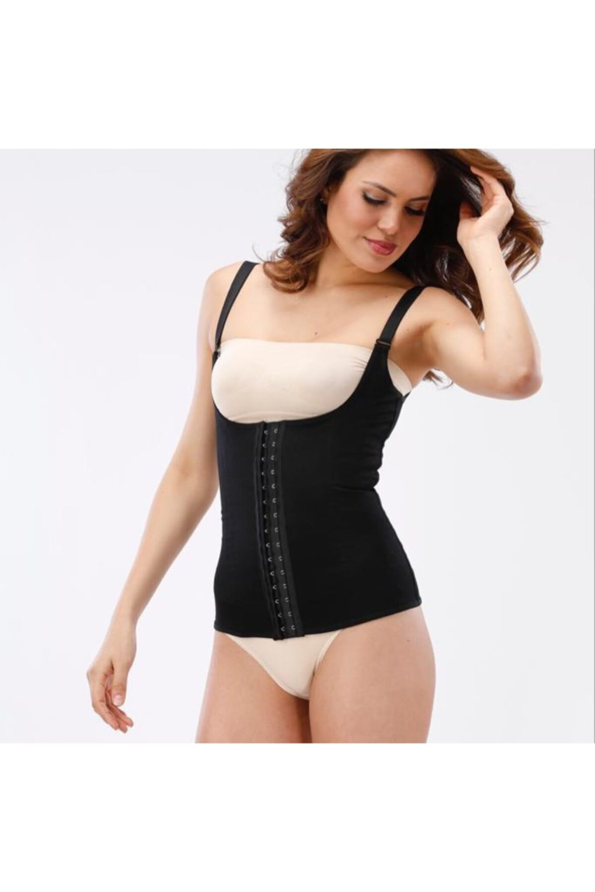 Kadın Siyah Agraflı Atlet Bel Korse Toparlayıcı Ve Sıkılaştırıcı