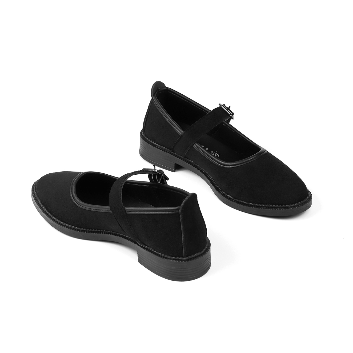 Kajila Kadın Siyah Anne Ayakkabısı Tokalı Süet Kaydırmaz Termo Taban Kıs