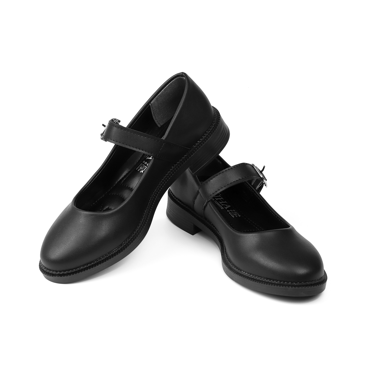 Kajila Kadın Siyah Anne Ayakkabısı Tokalı Cilt Kaydırmaz Termo Taban Kıs