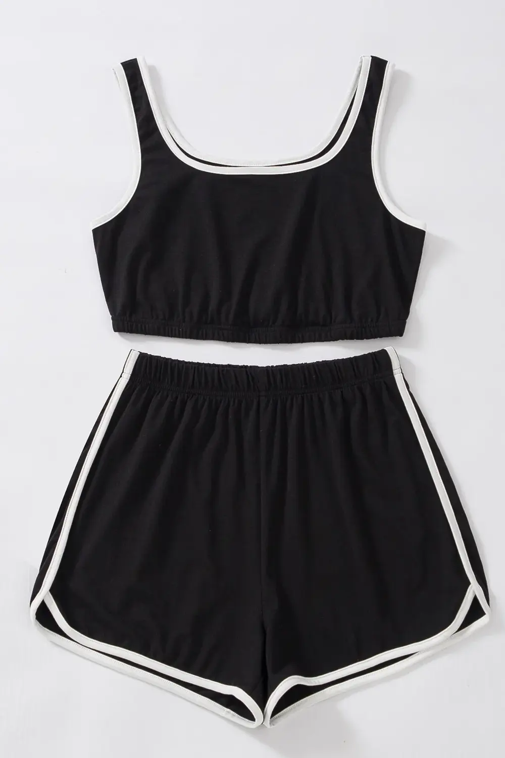 Pilelistore Kadın Siyah Askılı Crop Top Ve Şortlu Gecelik Takım