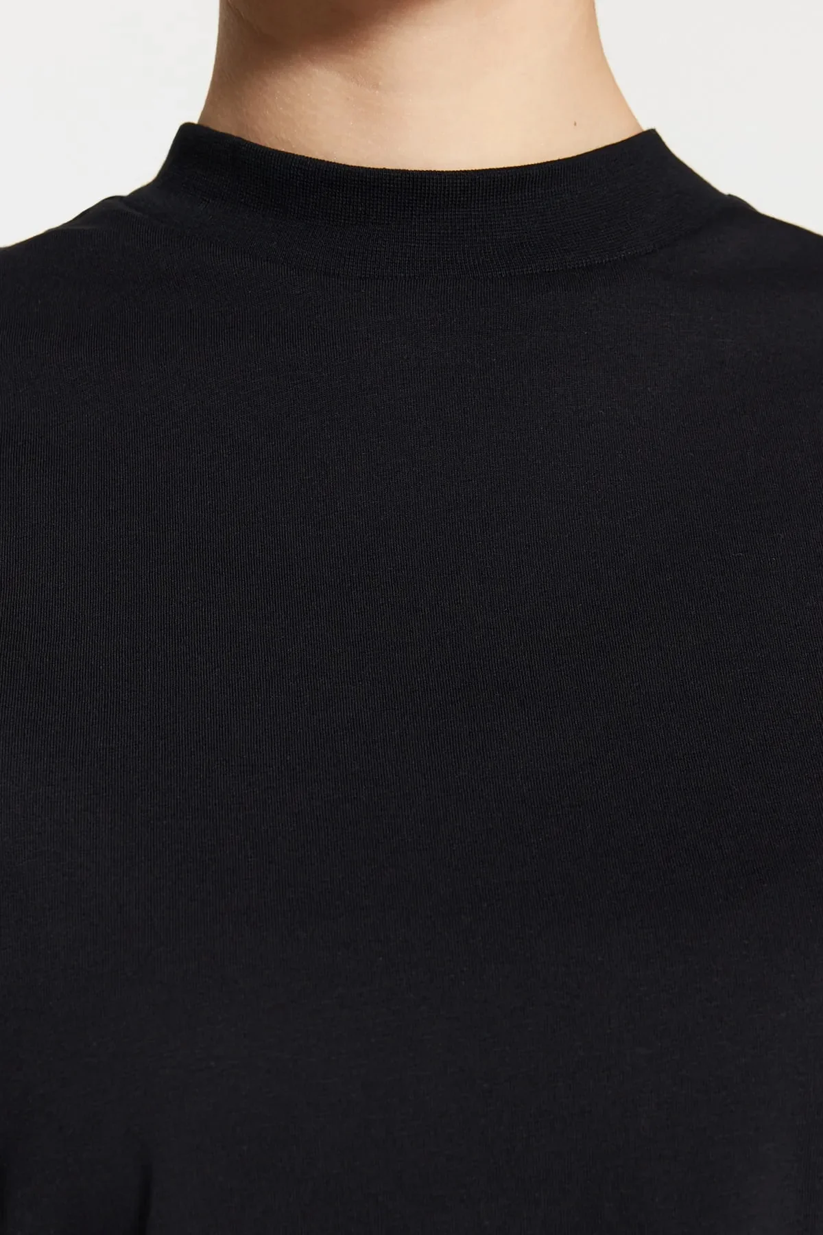 Kadın Siyah Basic Örme T-shirt