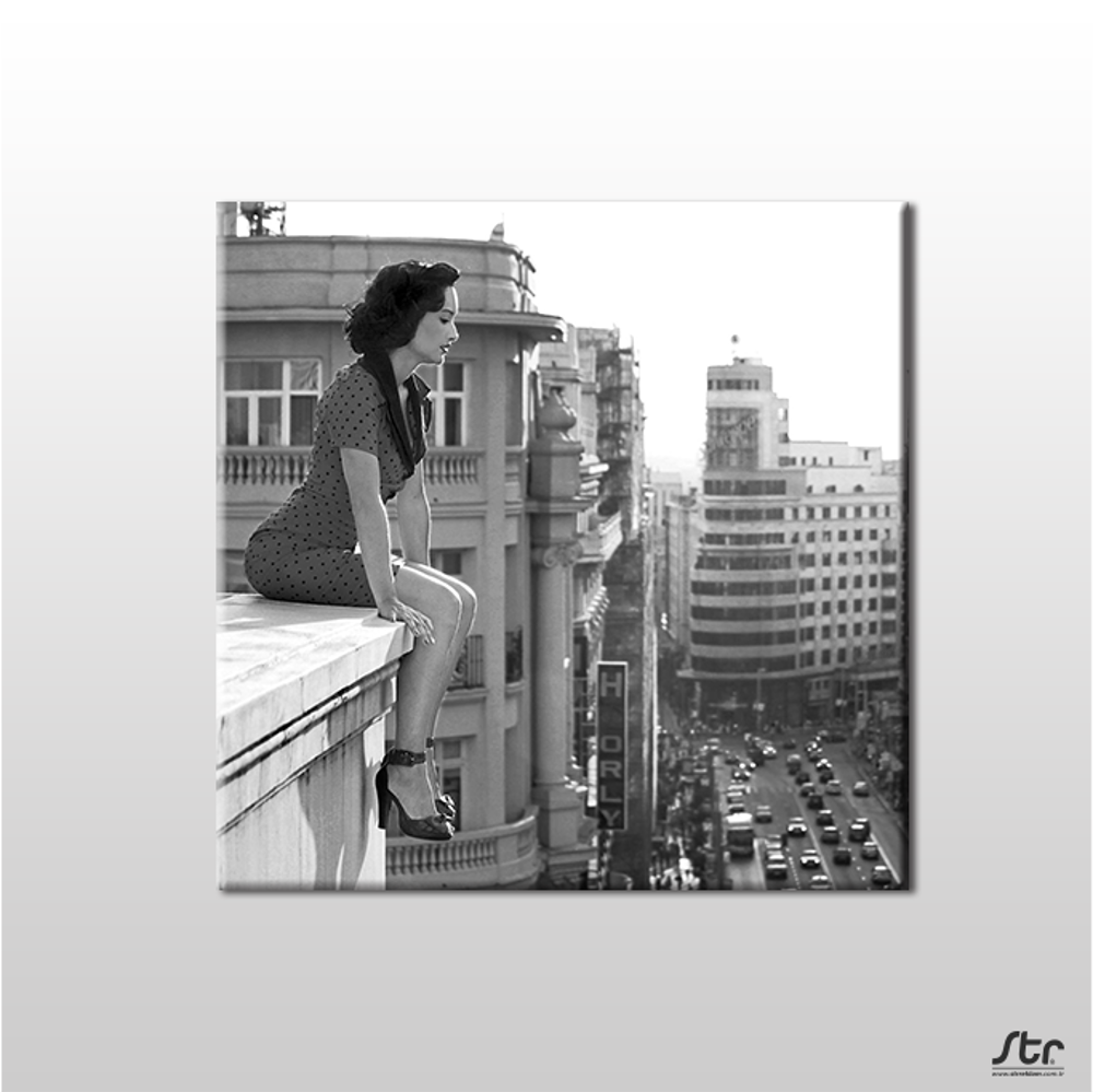 Kadın Siyah Beyaz  Kanvas Tablo