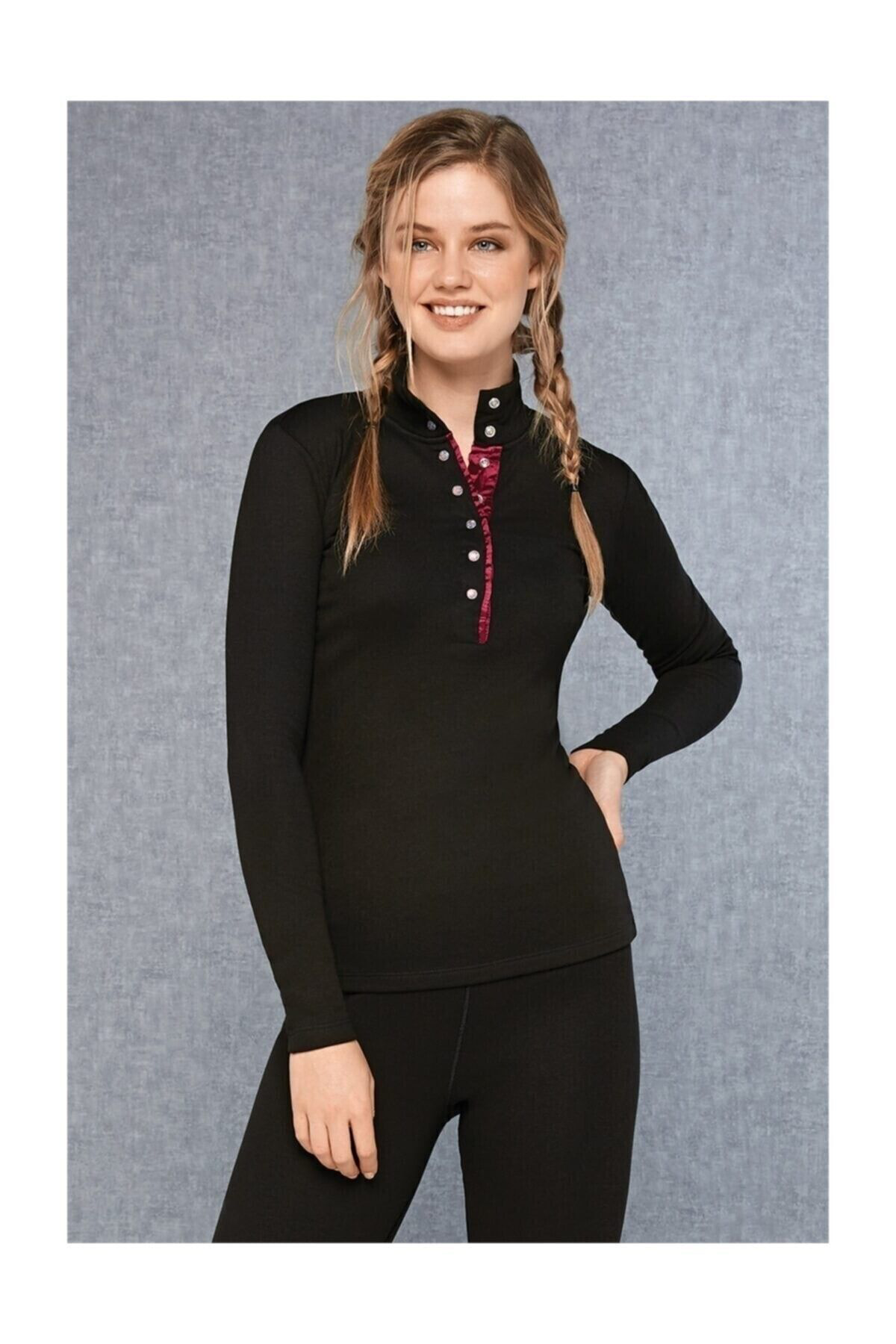 Doreanse Kadın Siyah Çift Kat Ekstra Viloft Termal 9566