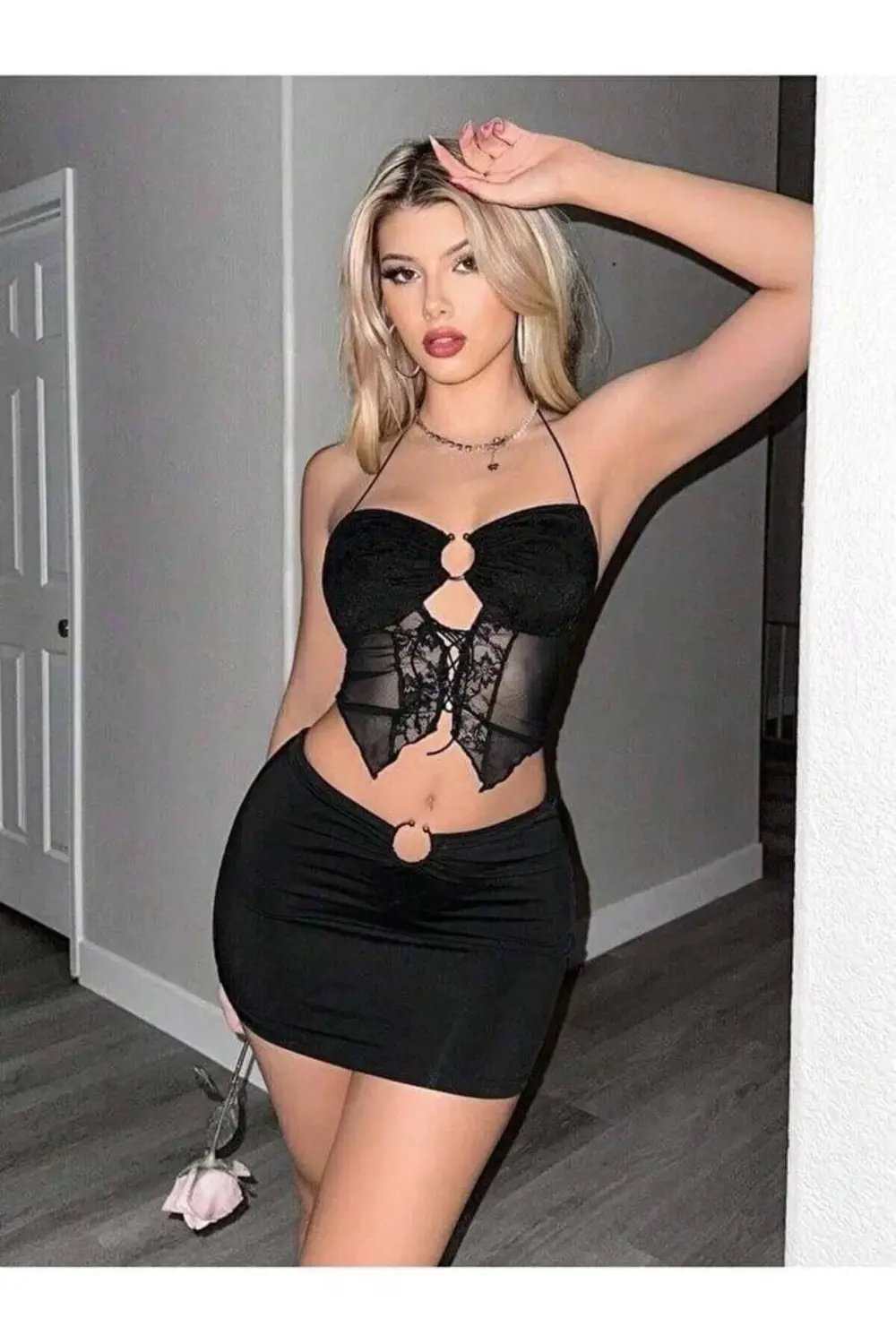 Kanonik Education Kadın Siyah Crop 5085