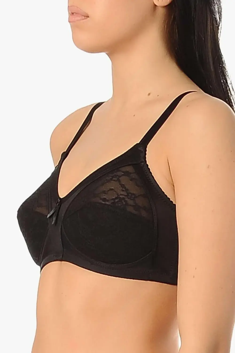Kadın Siyah Dantelli Balensiz Telsiz Toparlayıcı Minimiser Sütyen