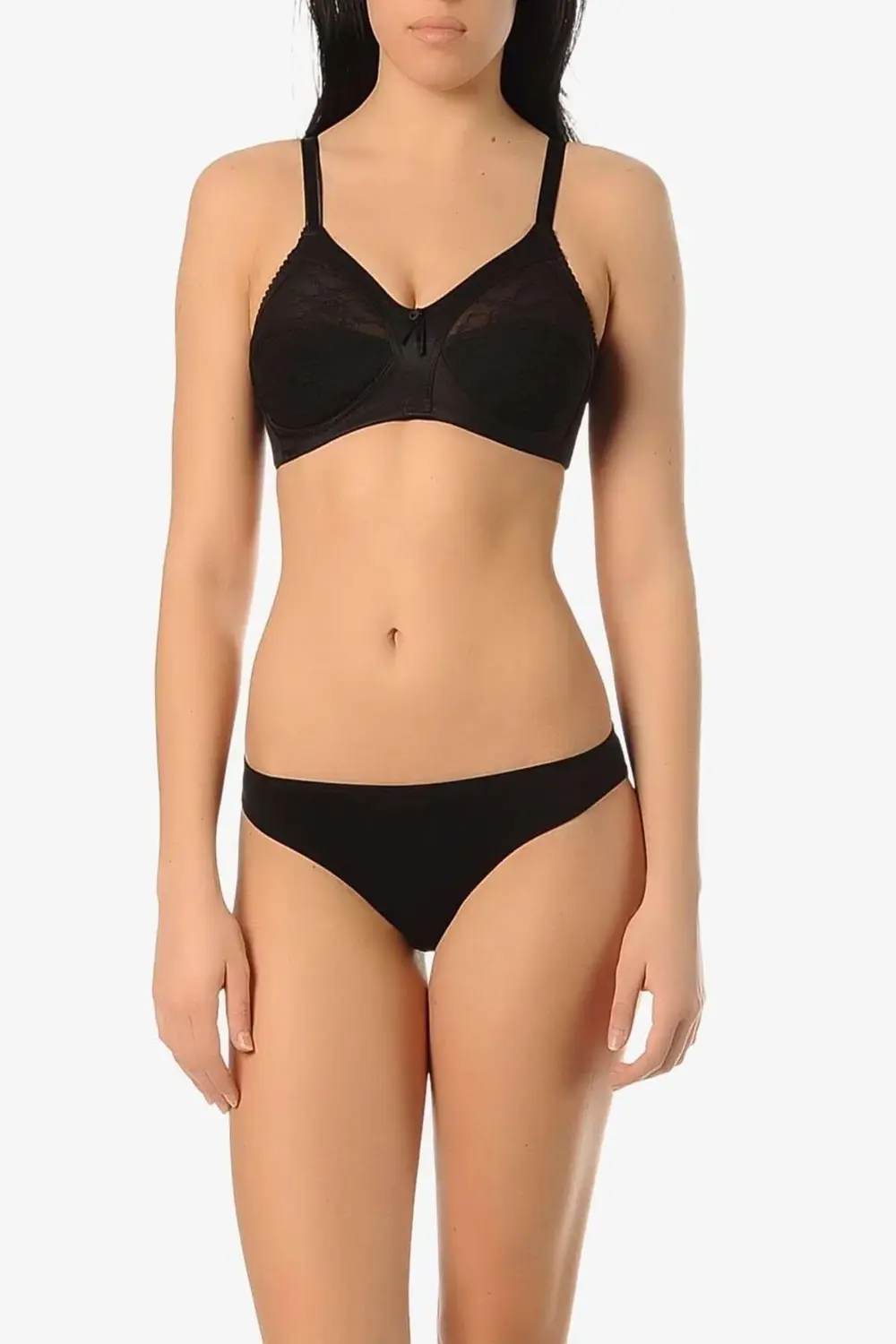 Kadın Siyah Dantelli Balensiz Telsiz Toparlayıcı Minimiser Sütyen