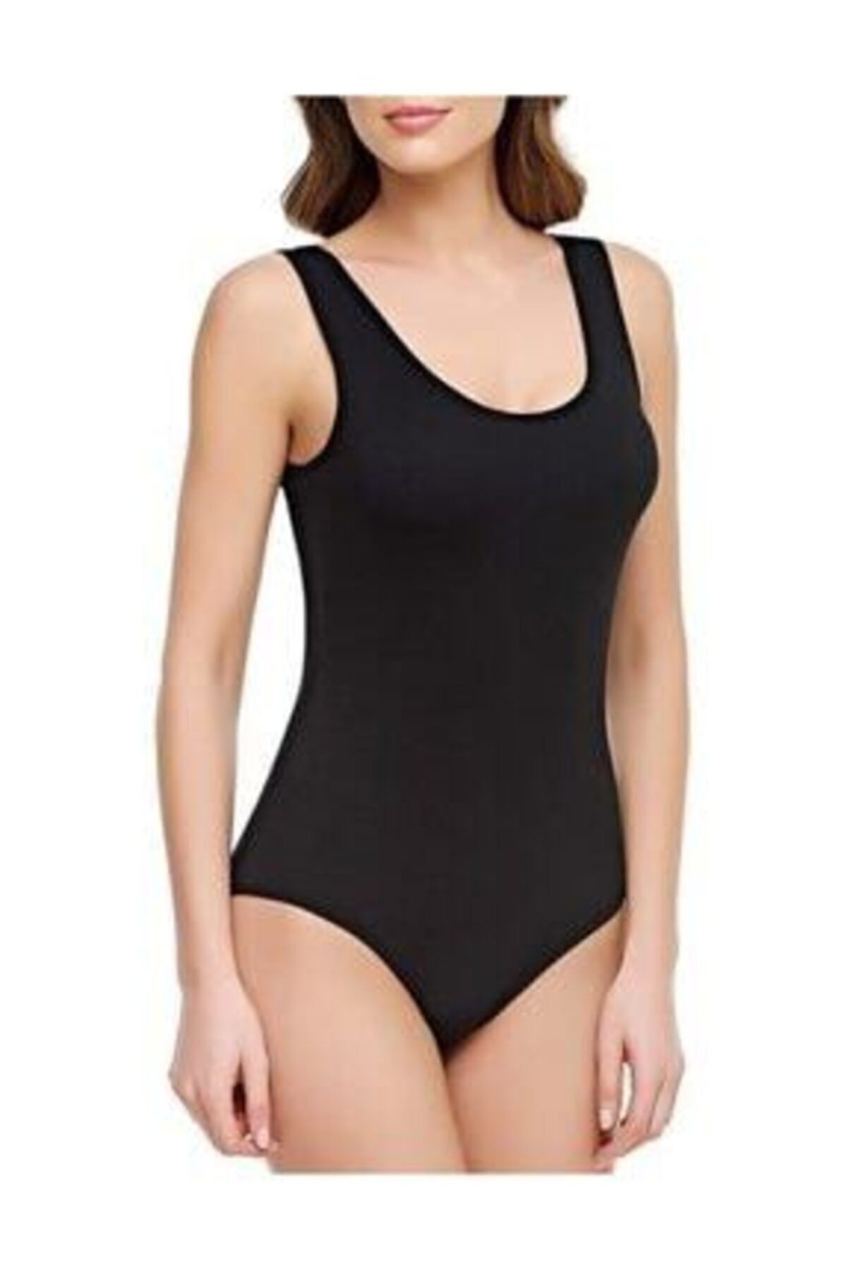 Tutku Kadın Siyah Elestan Geniş Askılı Çıtçıtlı Badi