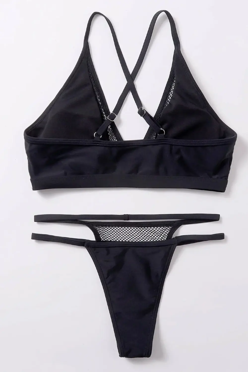 Kadın Siyah File Detaylı Özel Bikini Takımı