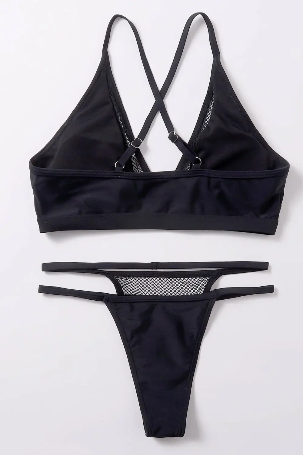 Kadın Siyah File Detaylı Özel Bikini Takımı