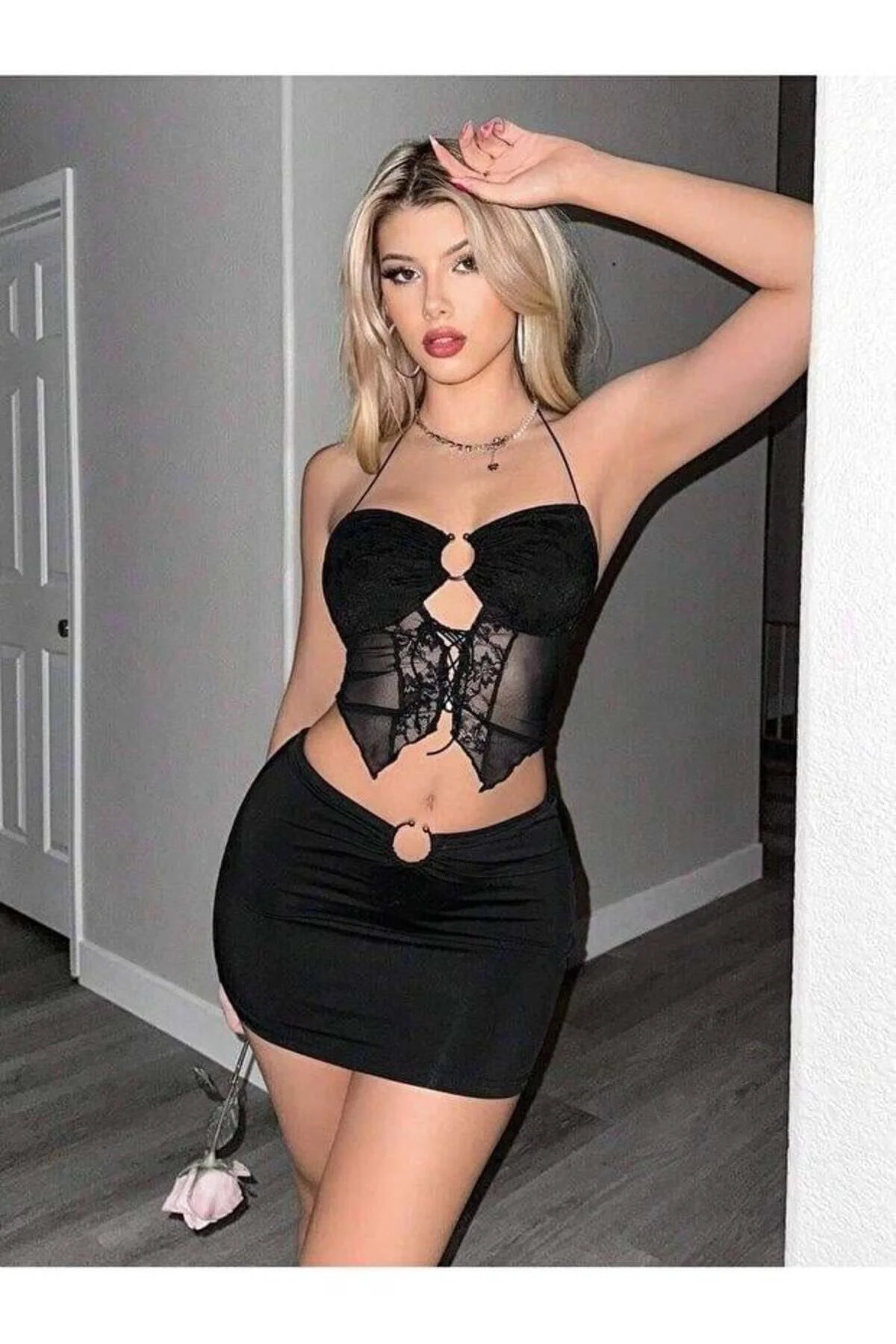 Kadın Siyah Crop 5085