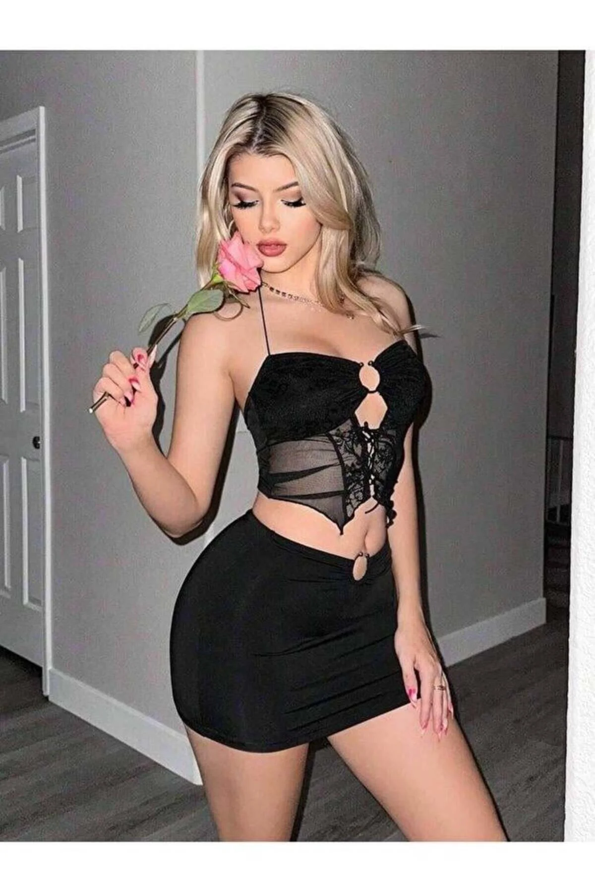 Kadın Siyah Crop 5085