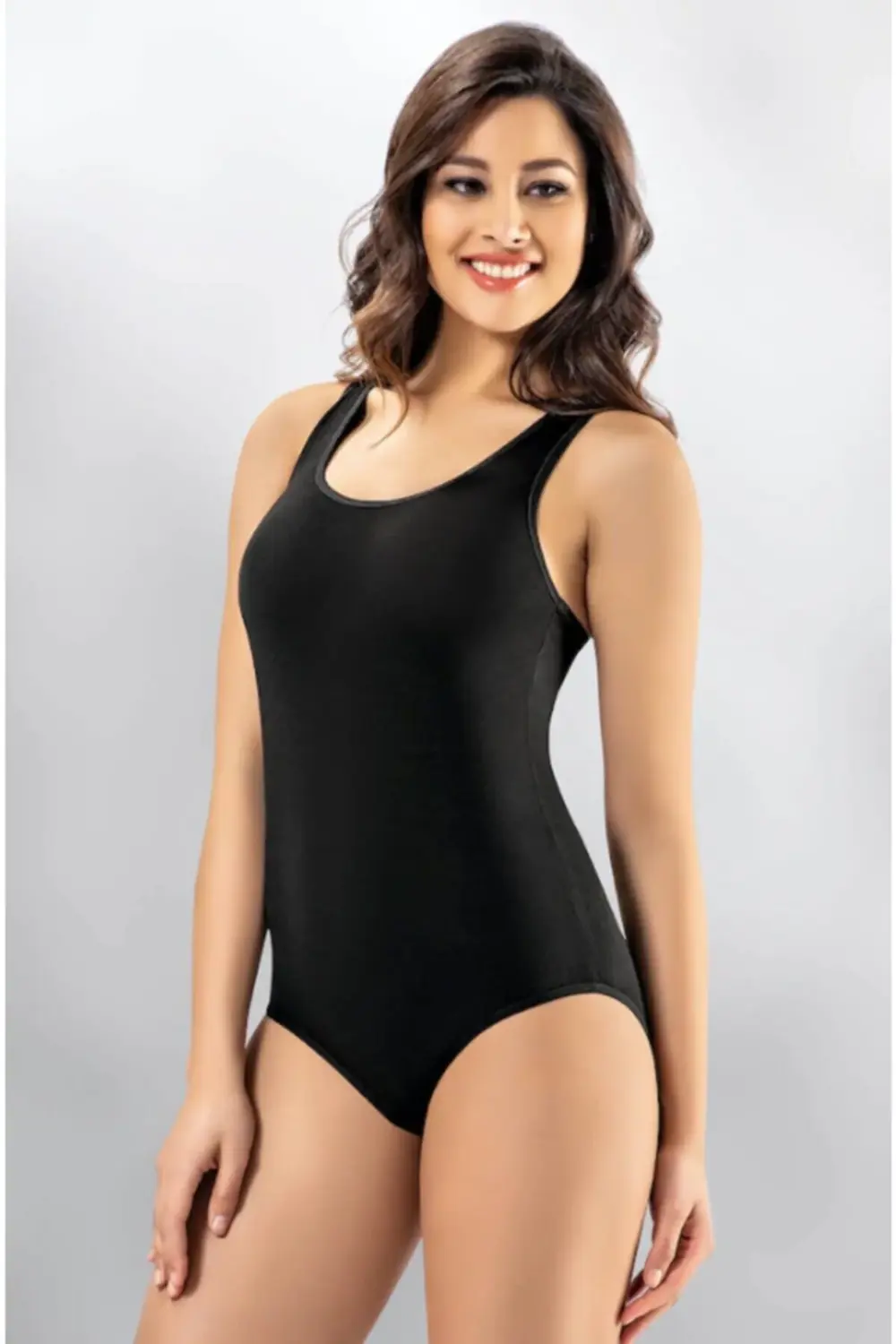 Kadın Siyah Geniş Askı Çıtçıtlı Badi 6002