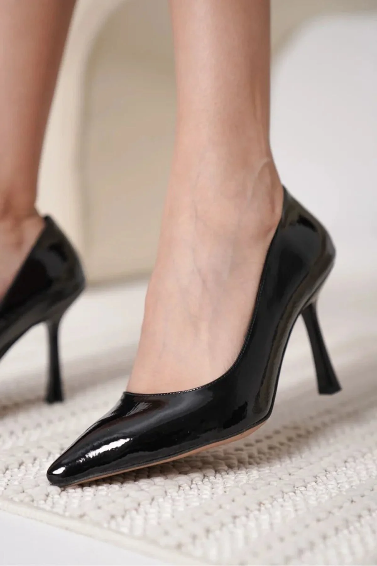 Kadın Siyah Kırışık Rugan Stiletto TR08MS26E Kadın Siyah Kırışık Rugan Stiletto TR08MS26E
