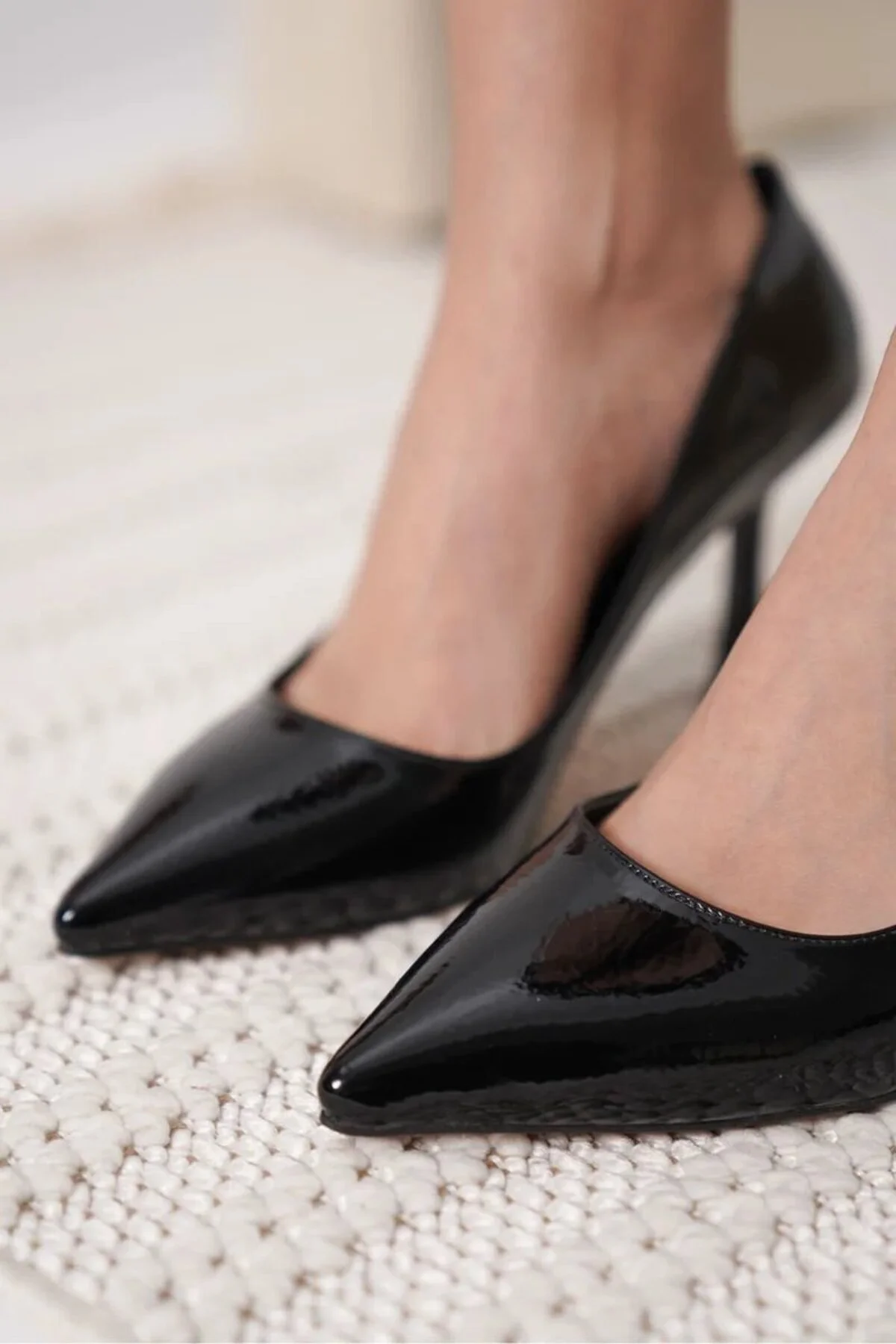 Kadın Siyah Kırışık Rugan Stiletto TR08MS26E Kadın Siyah Kırışık Rugan Stiletto TR08MS26E