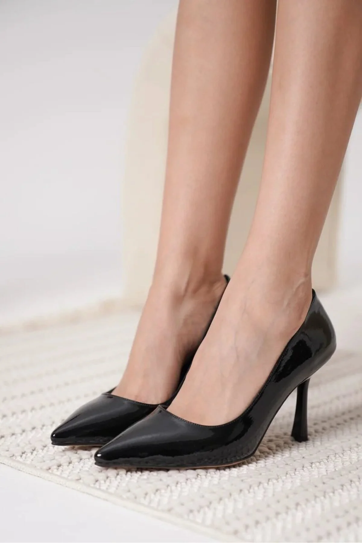 Kadın Siyah Kırışık Rugan Stiletto TR08MS26E Kadın Siyah Kırışık Rugan Stiletto TR08MS26E