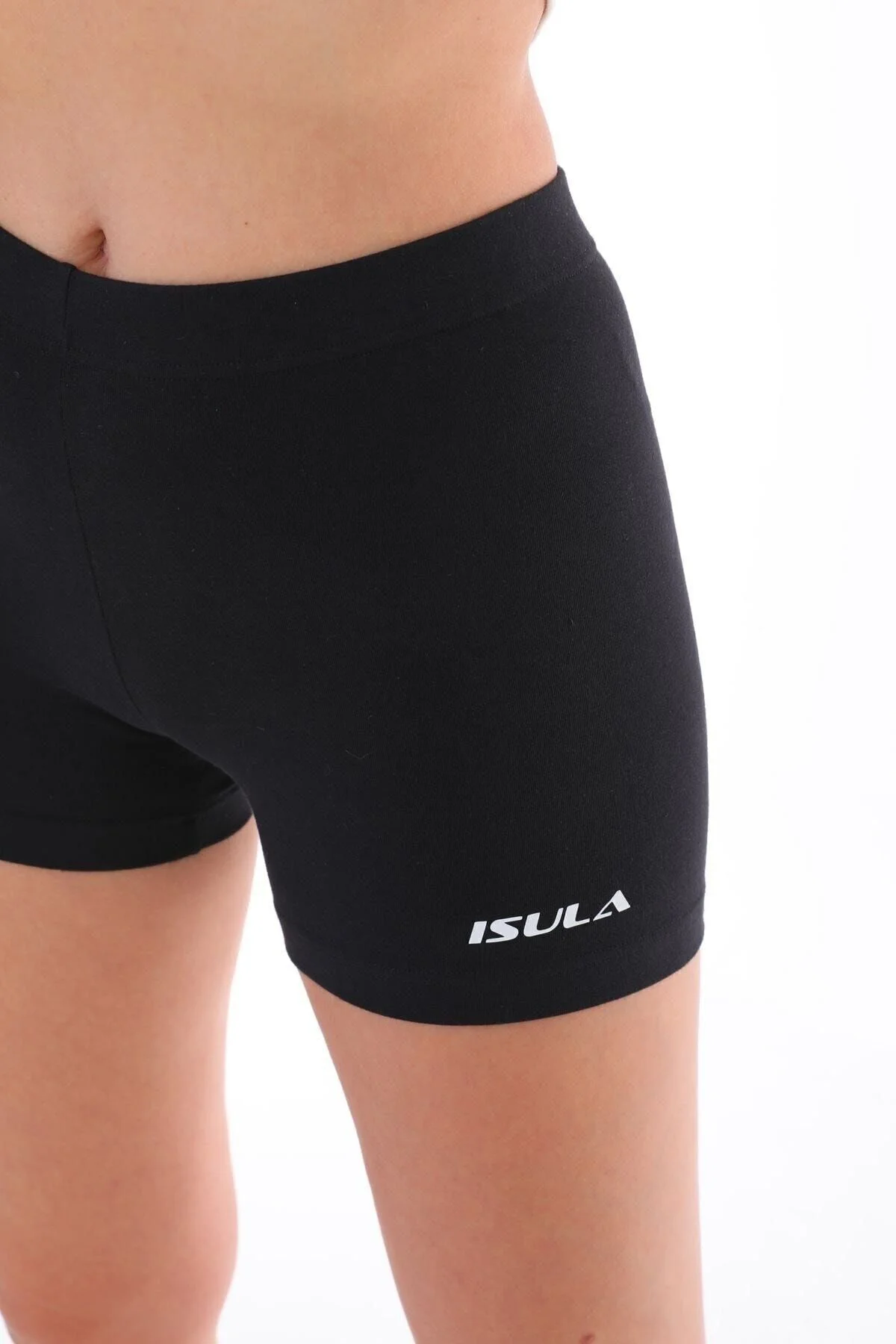 Kadın Siyah Kısa Voleybol Taytı, Pamuklu Kumaş