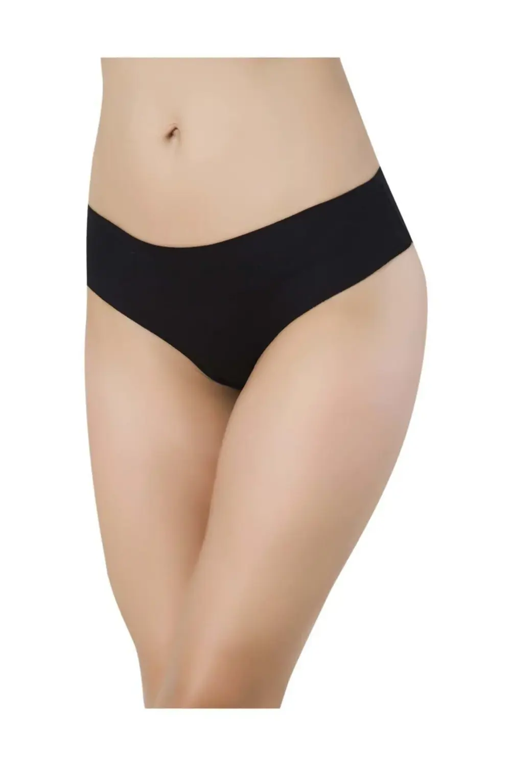 Kadın Siyah Lazer Kesim Pamuk Bato