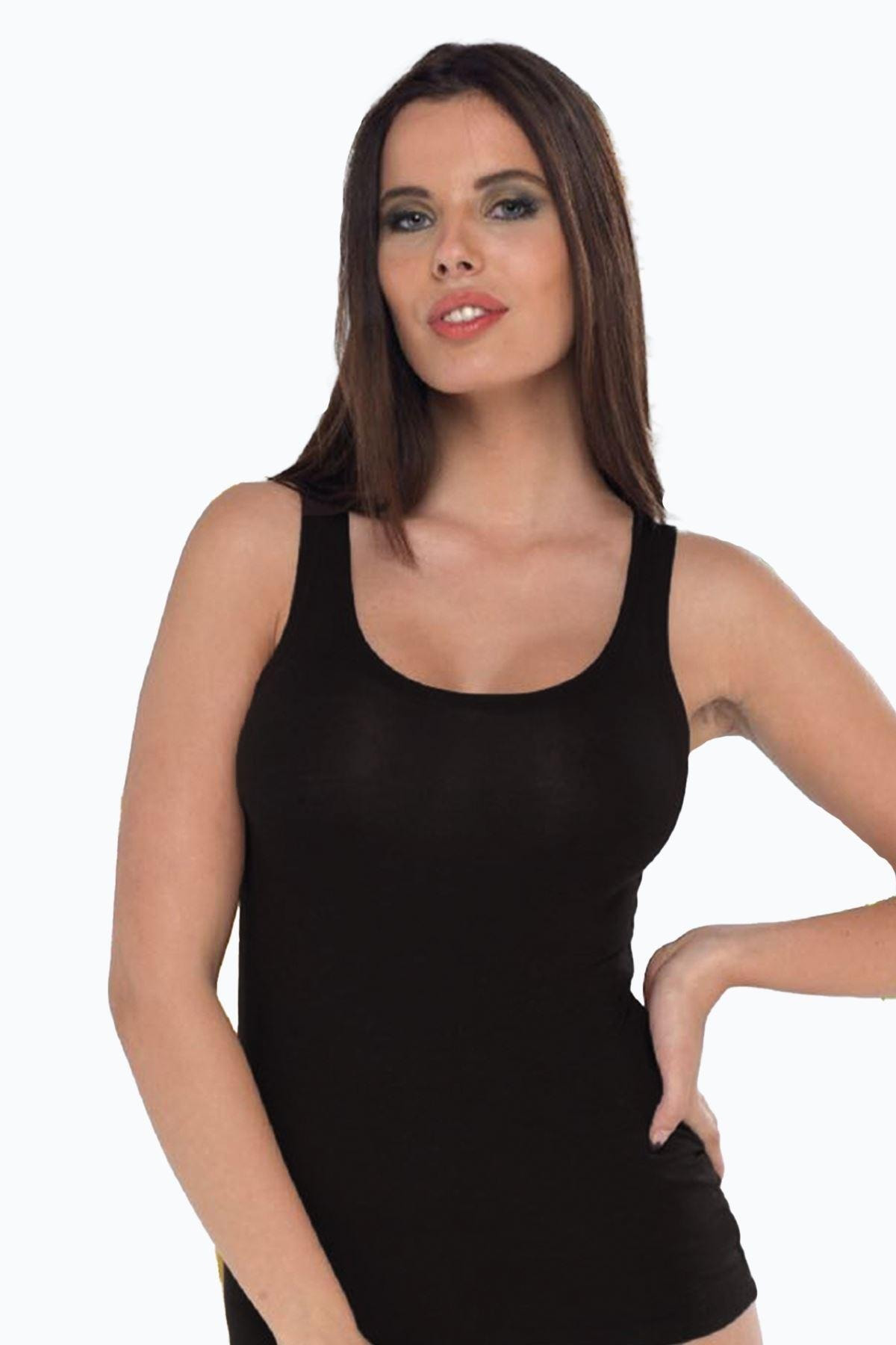 Malabadi Kadın Siyah Modal Kalın Askılı Atlet 193