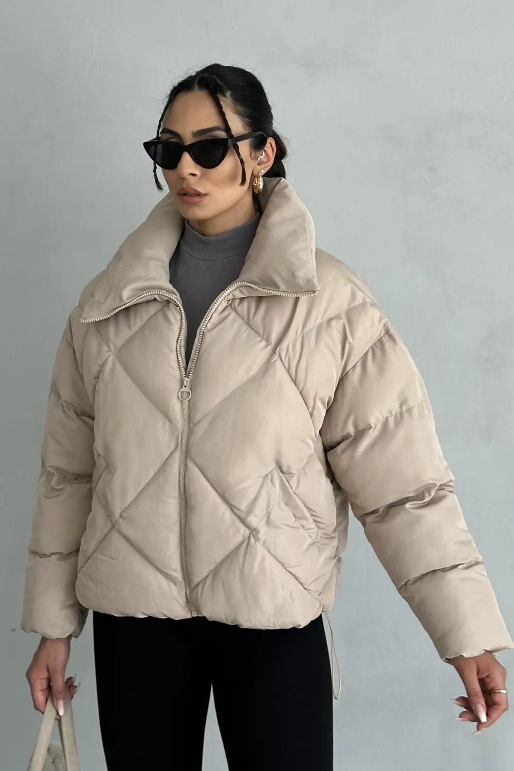 Kadın Siyah Oversize Şişme Mont