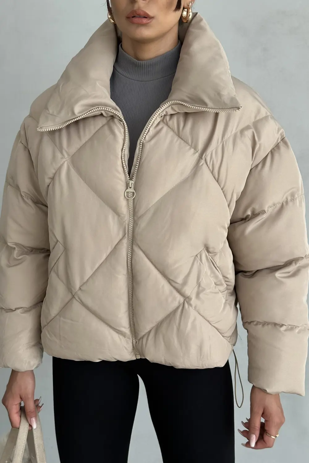 Kadın Siyah Oversize Şişme Mont