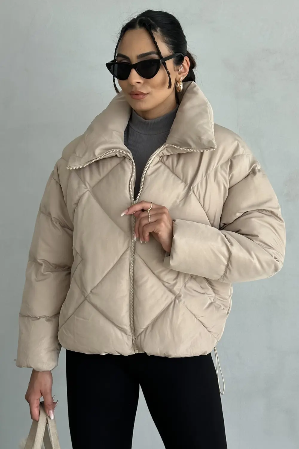 Kadın Siyah Oversize Şişme Mont