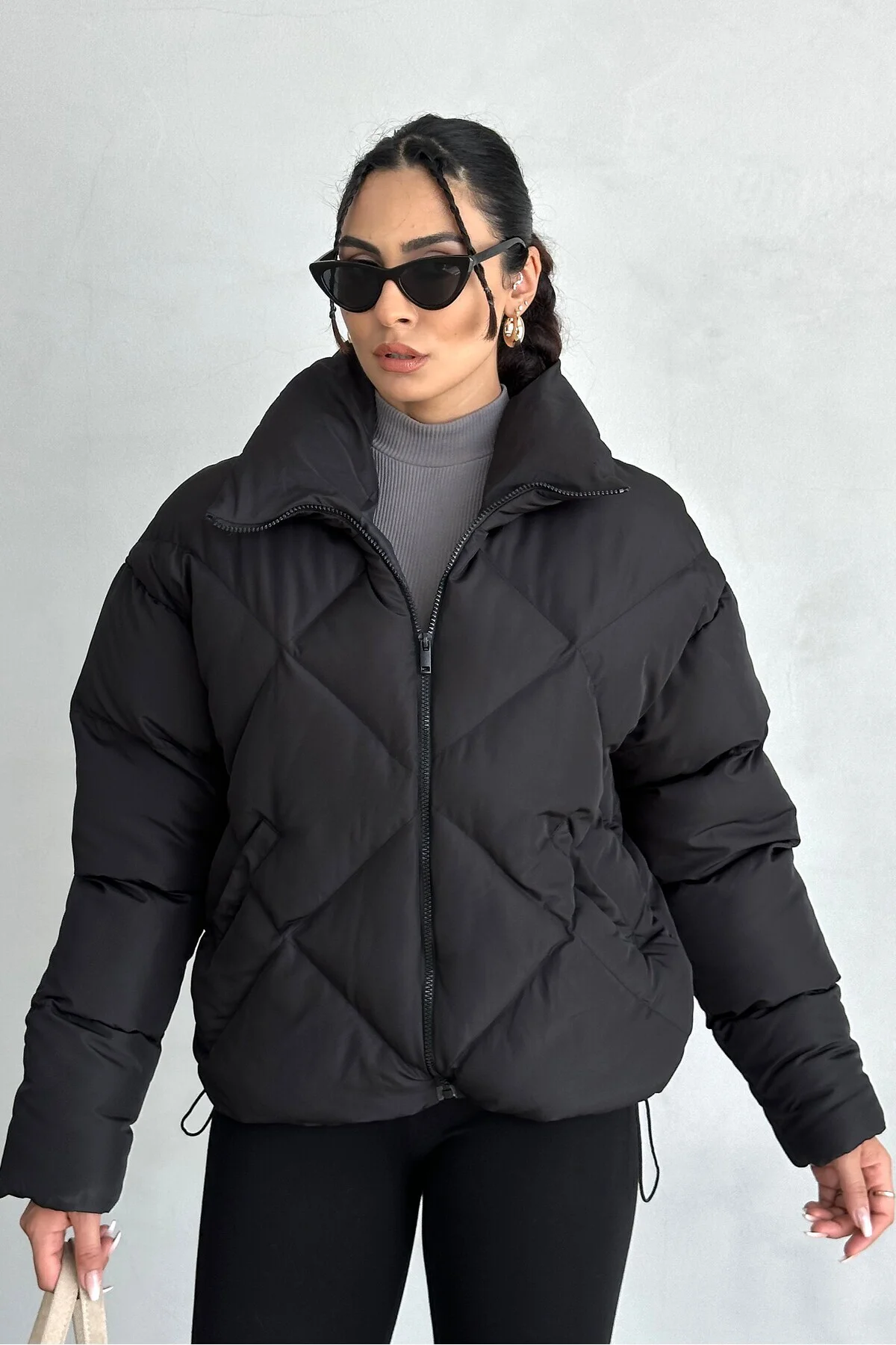 Kadın Siyah Oversize Şişme Mont